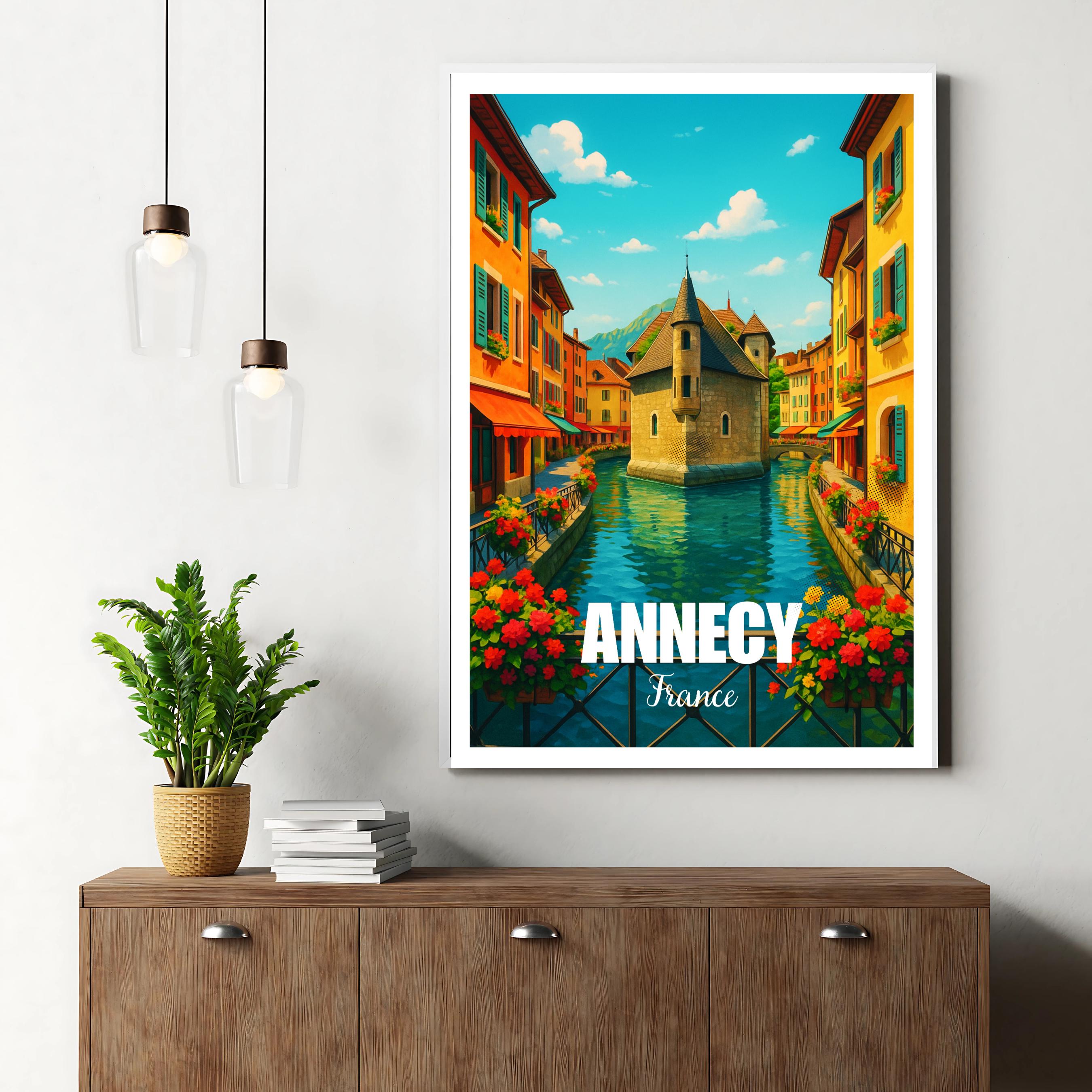 Affiche voyage - Annecy, Alpes, France, Lac Annecy - art moderne, impression, poster