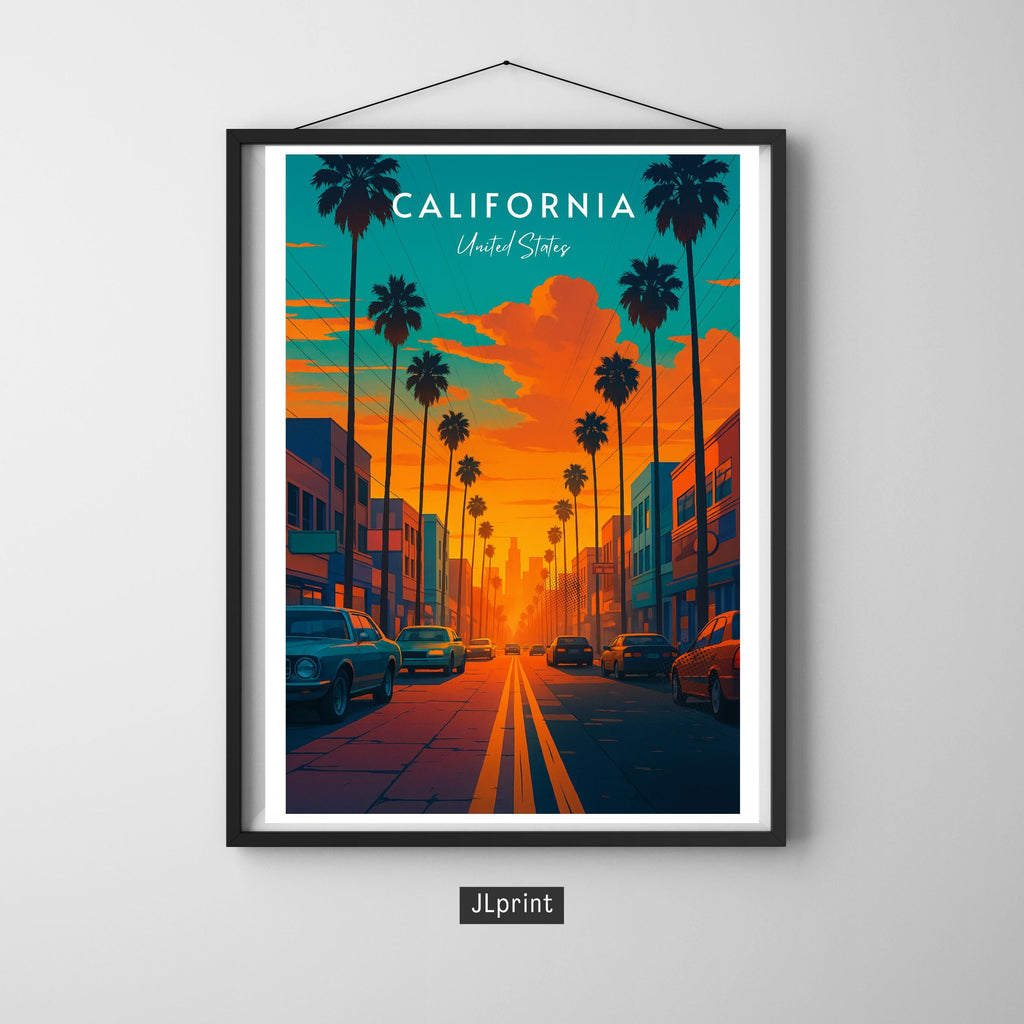 Affiche voyage - Californie, USA, Etats-Unis, Amerique - art moderne, impression, poster