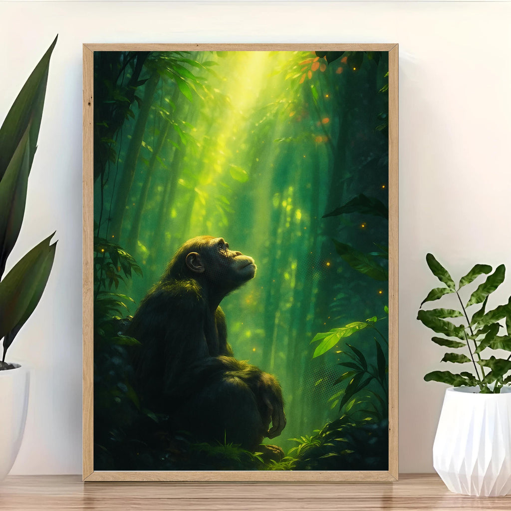 Affiche animaux - Singe, Chimpanzé, Jungle, Nature - art moderne, impression, poster