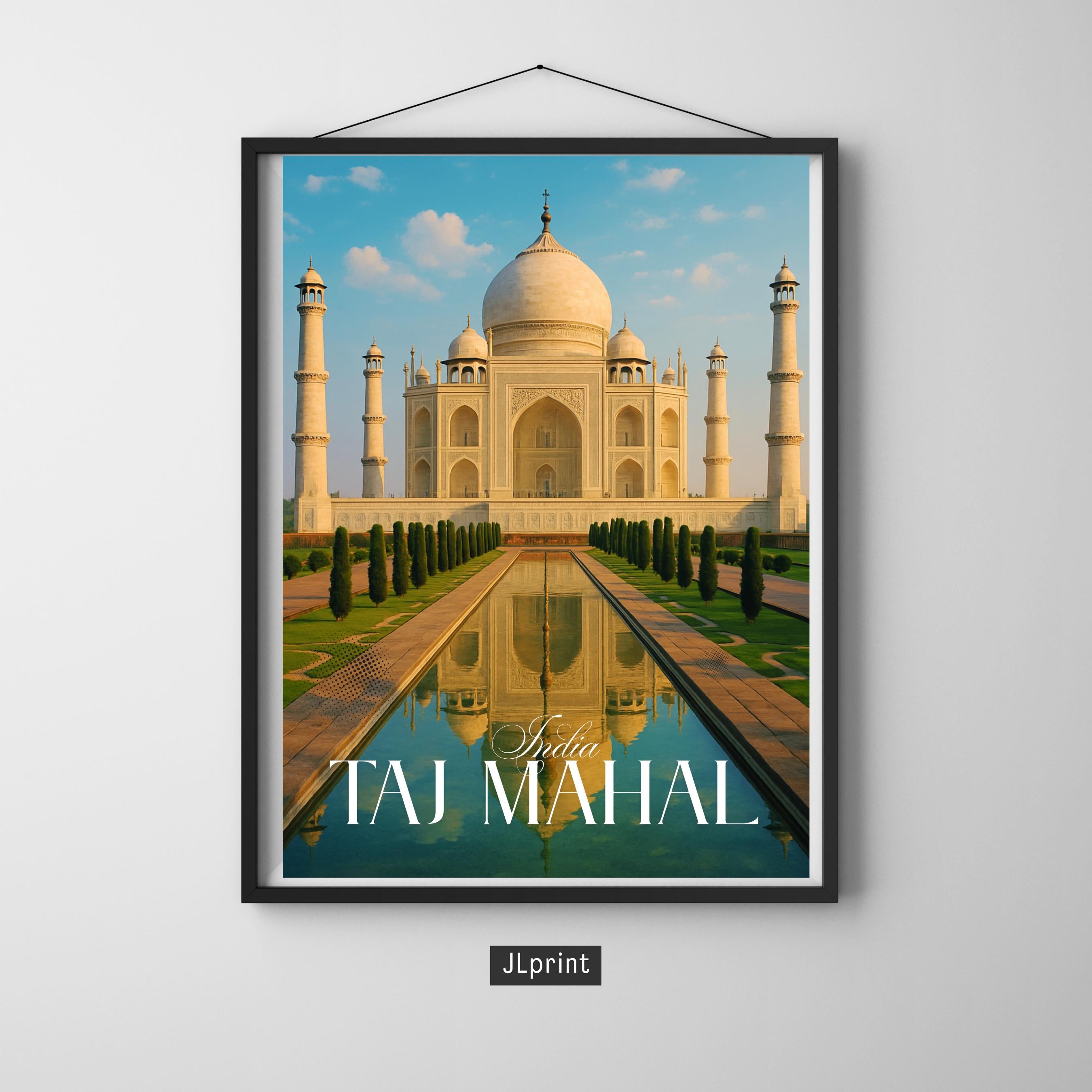 Affiche voyage -  Taj Mahal, Inde, Asie, Unesco - art moderne, impression, poster