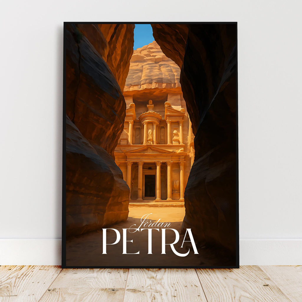 Affiche voyage - Petra, Jordanie, Moyen Orient, Unesco - art moderne, impression, poster