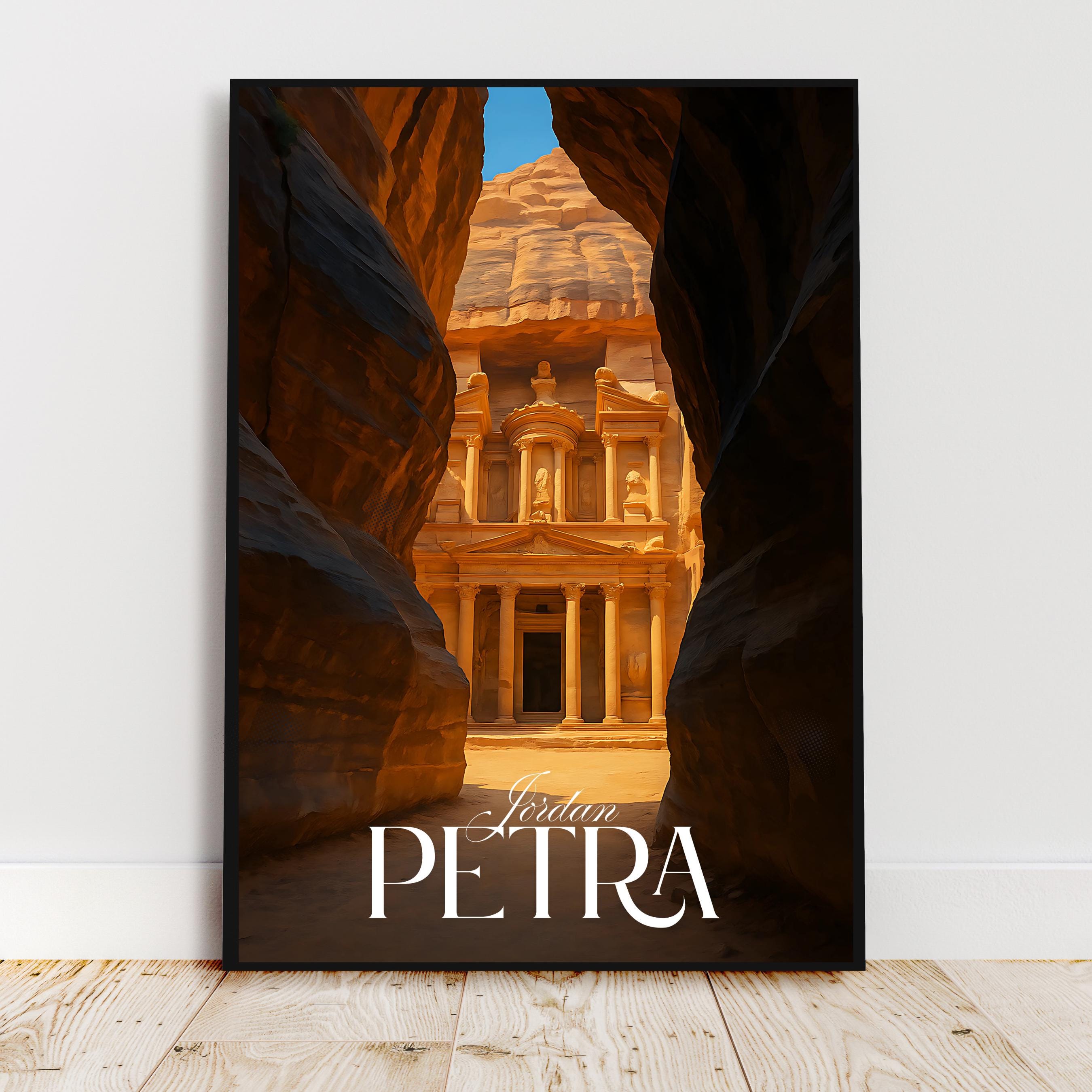 Affiche voyage - Petra, Jordanie, Moyen Orient, Unesco - art moderne, impression, poster