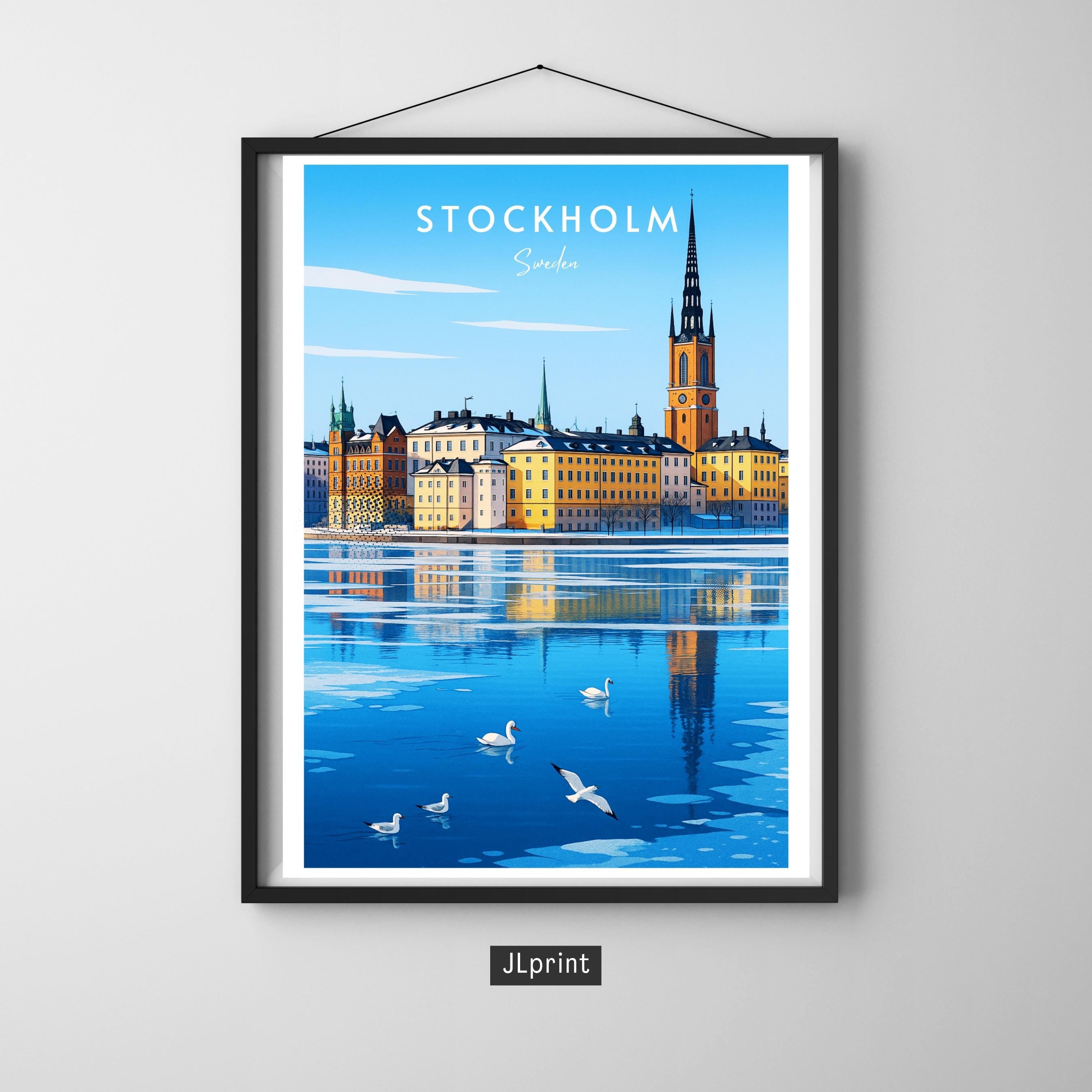 Affiche voyage - Stockholm, Suède, Scandinavie, Europe - art moderne, impression, poster