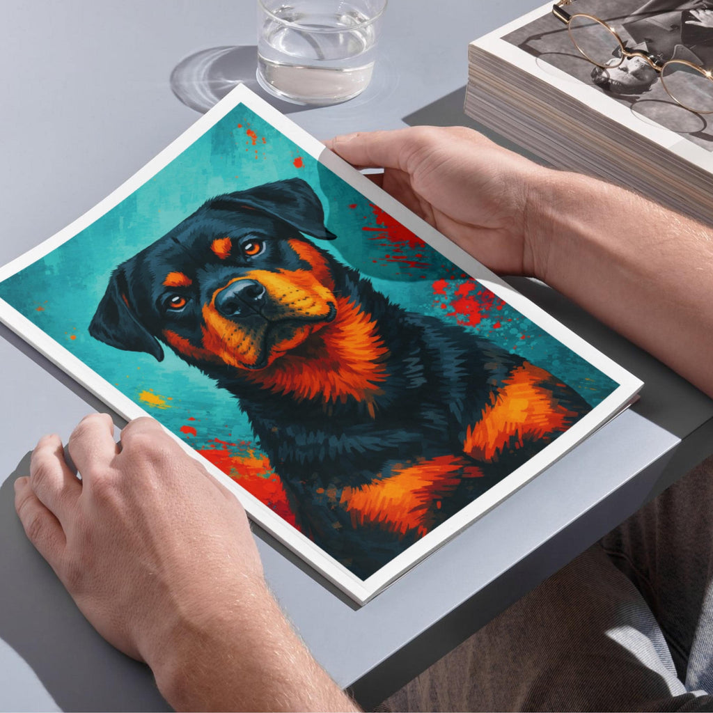 Affiche animaux - Rottweiler, Chien, Animal, Portrait - art moderne, impression, poster