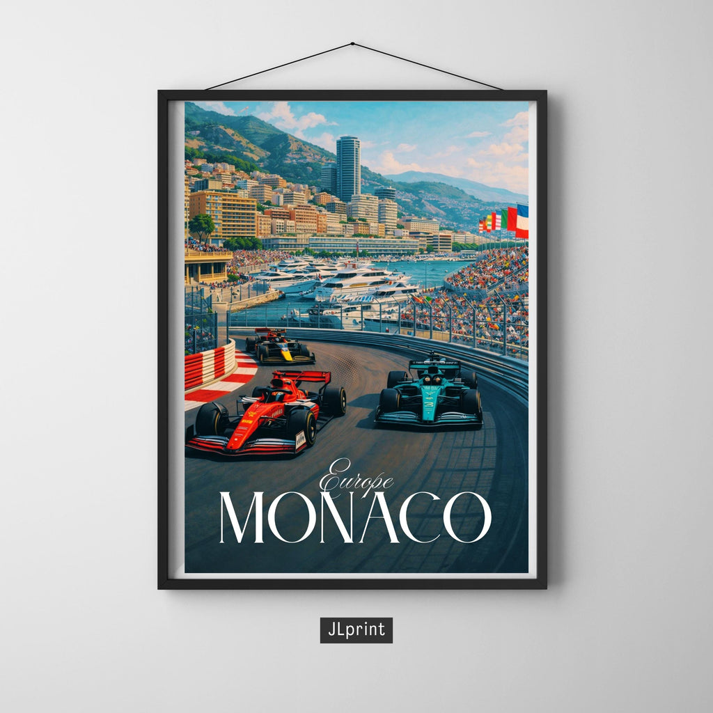 Affiche sport - Course Automobile, Formule 1, Monaco, Circuit - art moderne, impression, poster