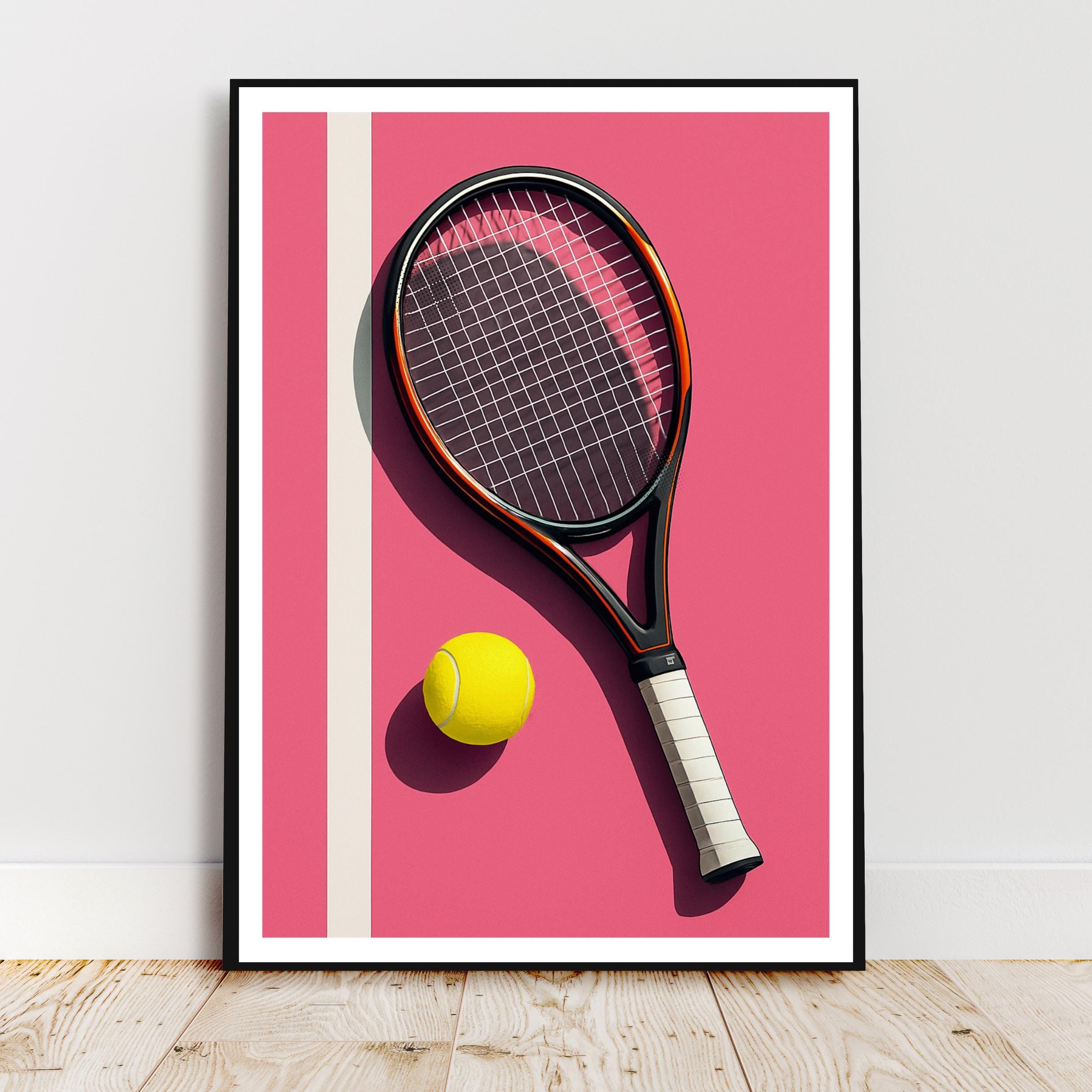 Affiche sport - Tennis, Raquette, Balle, Terrain - moderne, impression, poster