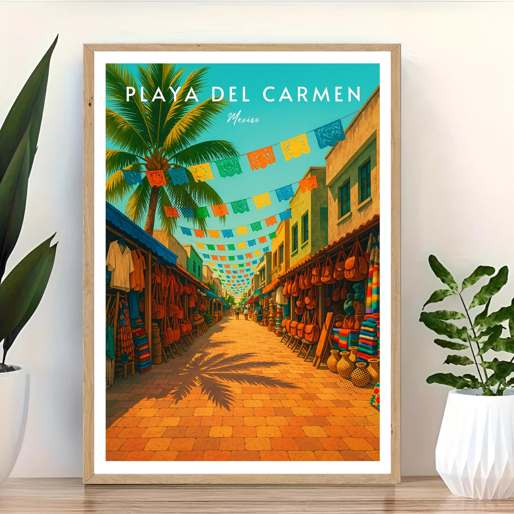 Affiche voyage - Playa del Carmen, Yucatan, Mexique, Amerique - art moderne, impression, poster