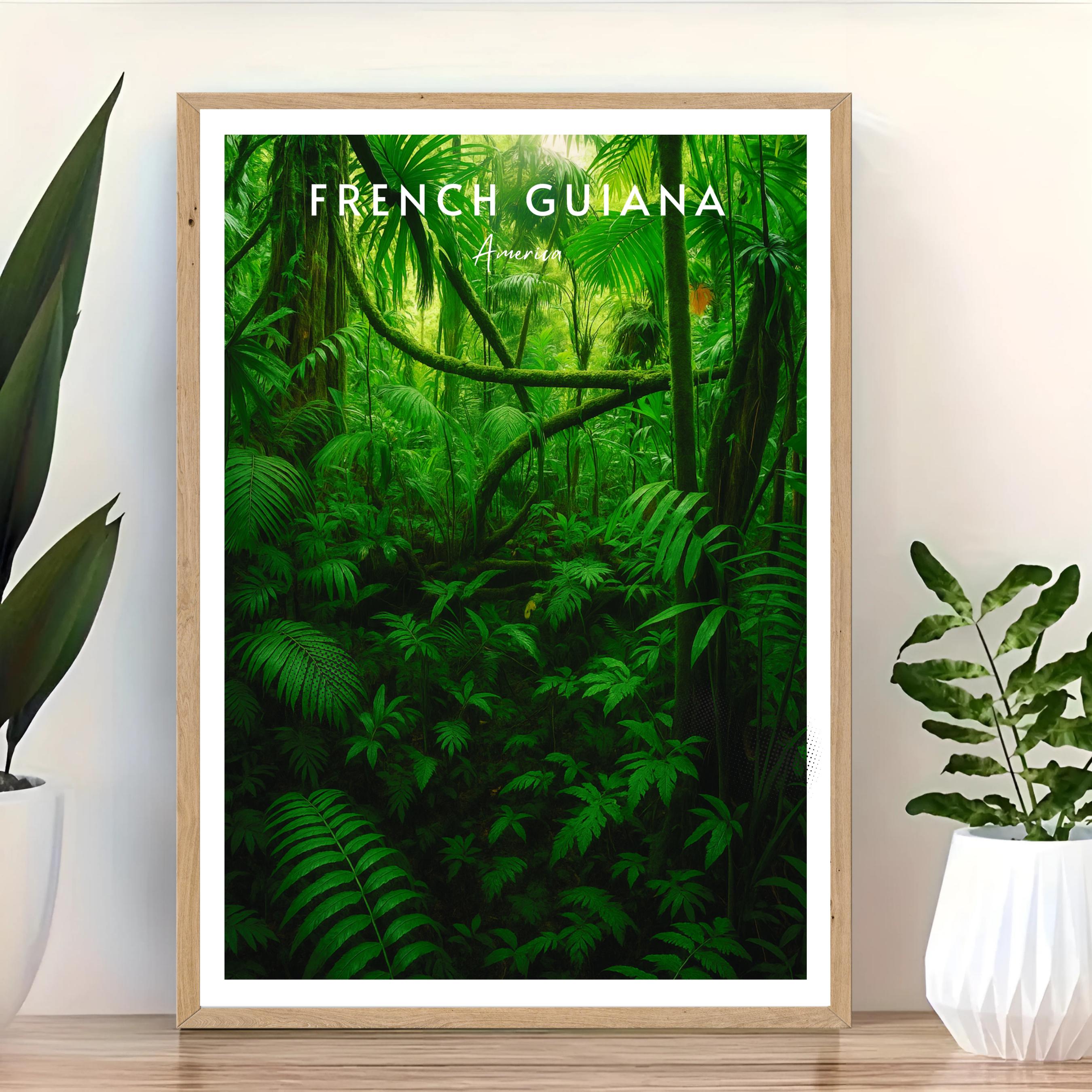 Affiche voyage - Guyane Française, Amerique, Amazonie, Forêt Amazonienne - art moderne, impression, poster