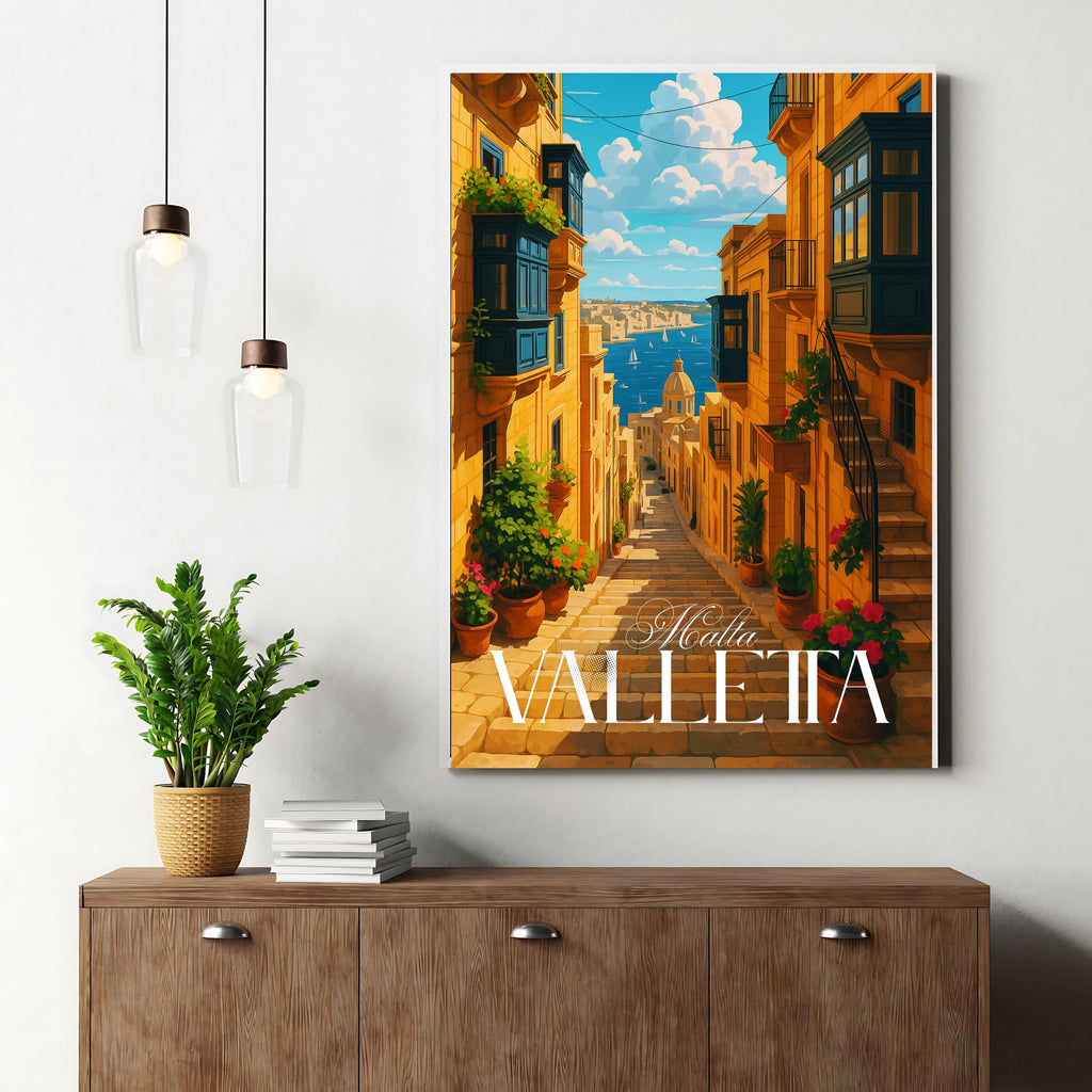 Affiche voyage - La Valette, Malte, Europe, Méditerranée - art moderne, impression, poster
