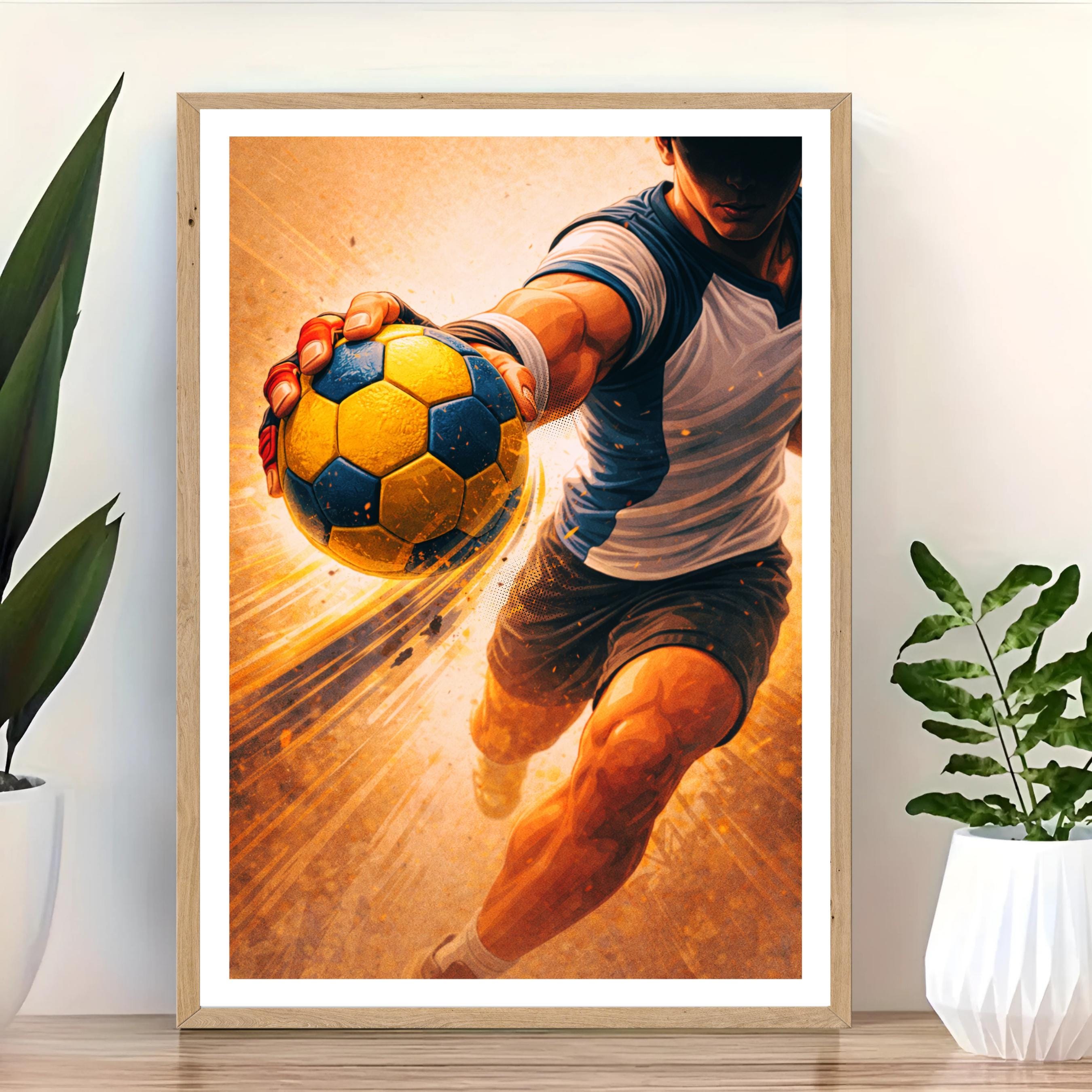 Affiche sport - Handball, Hand, Match, Manga - art moderne, impression, poster