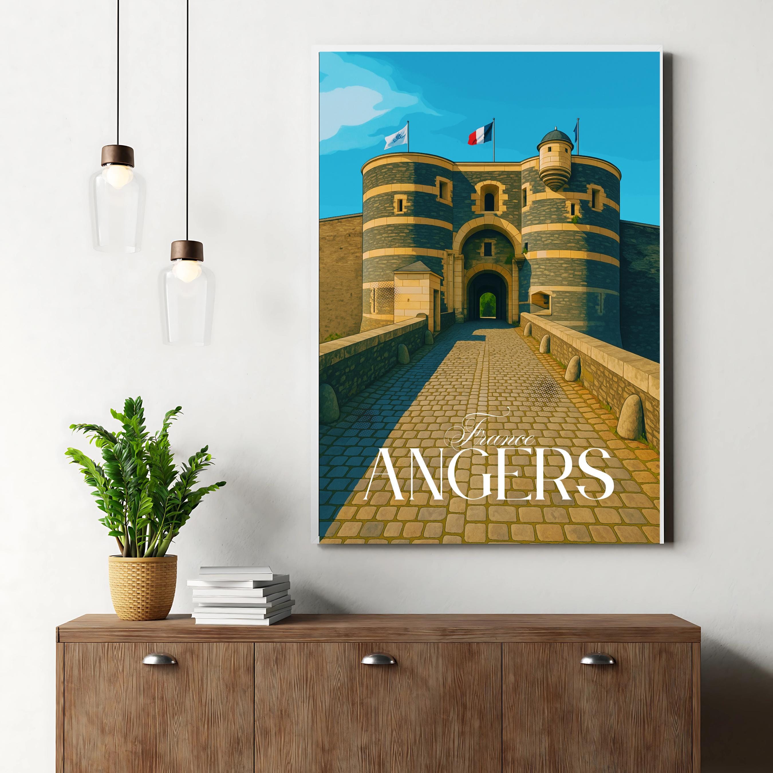 Affiche voyage - Angers, Pays de la Loire, France, Château - art moderne, impression, poster