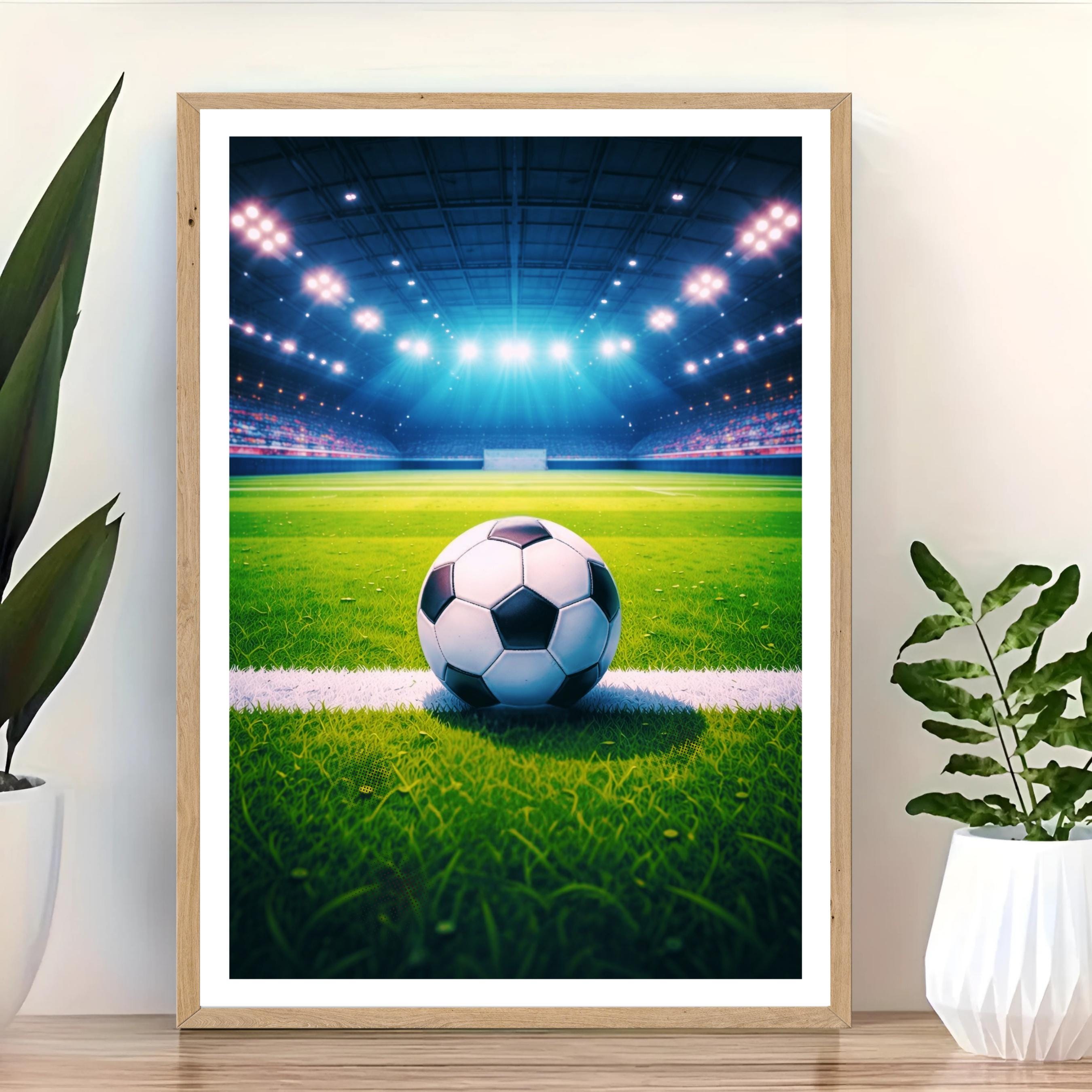 Affiche sport - Football, Foot, Terrain, Ballon - art moderne, impression, poster