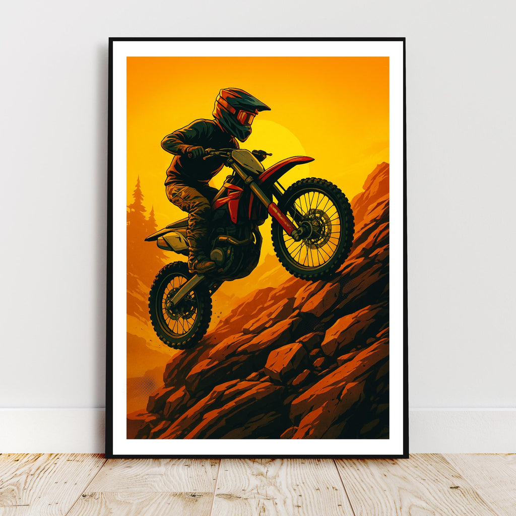 Affiche sport - Motocross, Course, Pilote, Extreme - art moderne, impression, poster