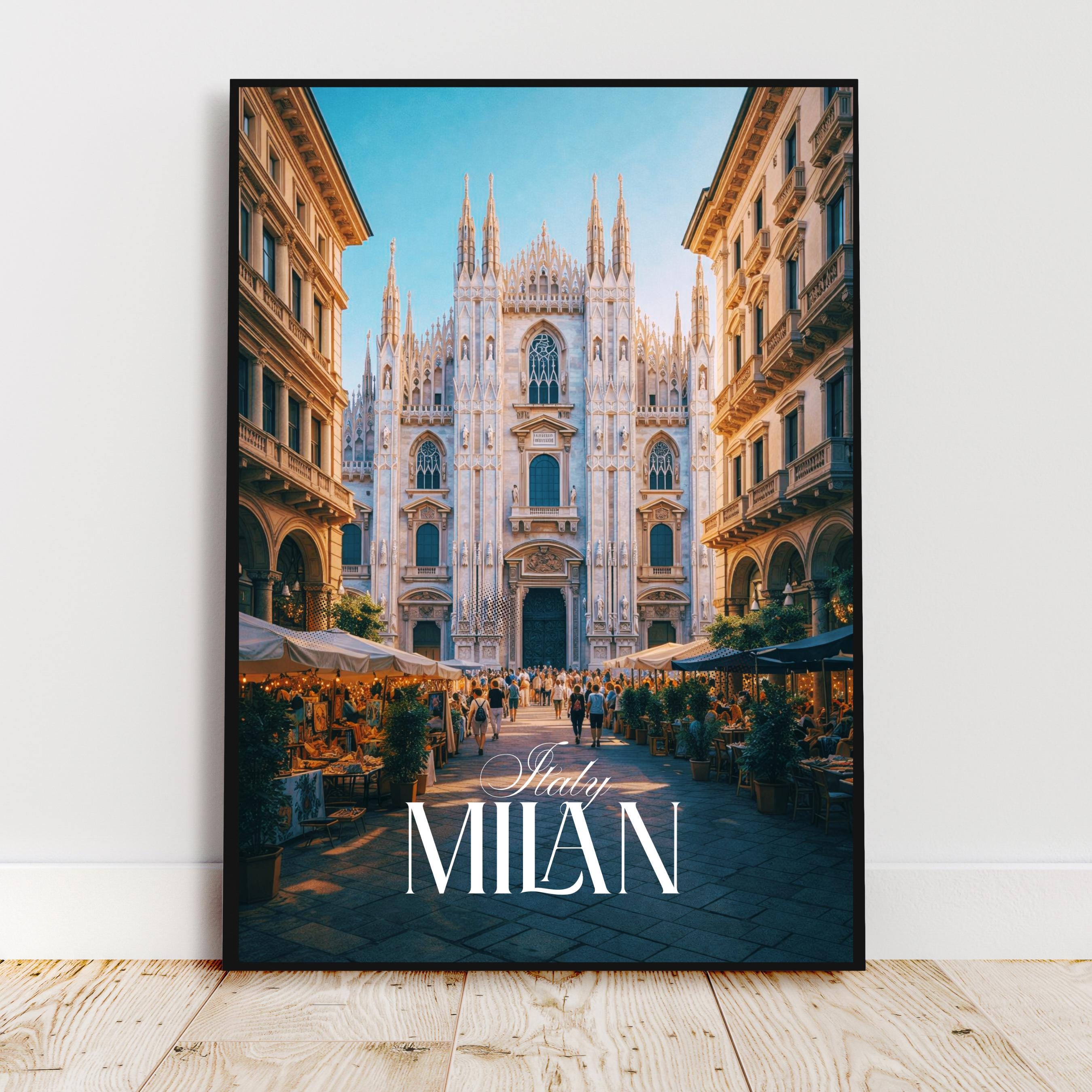 Affiche voyage - Milan, Lombardie, Italie, Dôme de Milan - art moderne, impression, poster