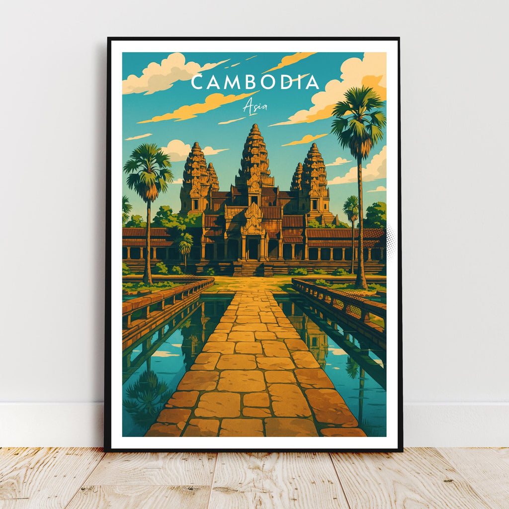 Affiche voyage - Cambodge, Asie, Angkor Wat, Temple - art moderne, impression, poster