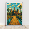 Affiche voyage - Cambodge, Asie, Angkor Wat, Temple - art moderne, impression, poster