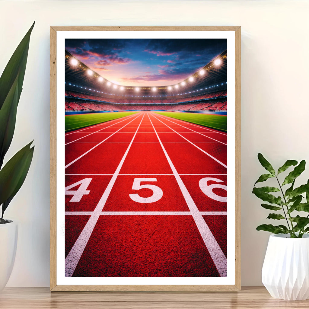 Affiche sport - Athlétisme, Course, Piste, Stade - art moderne, impression, poster