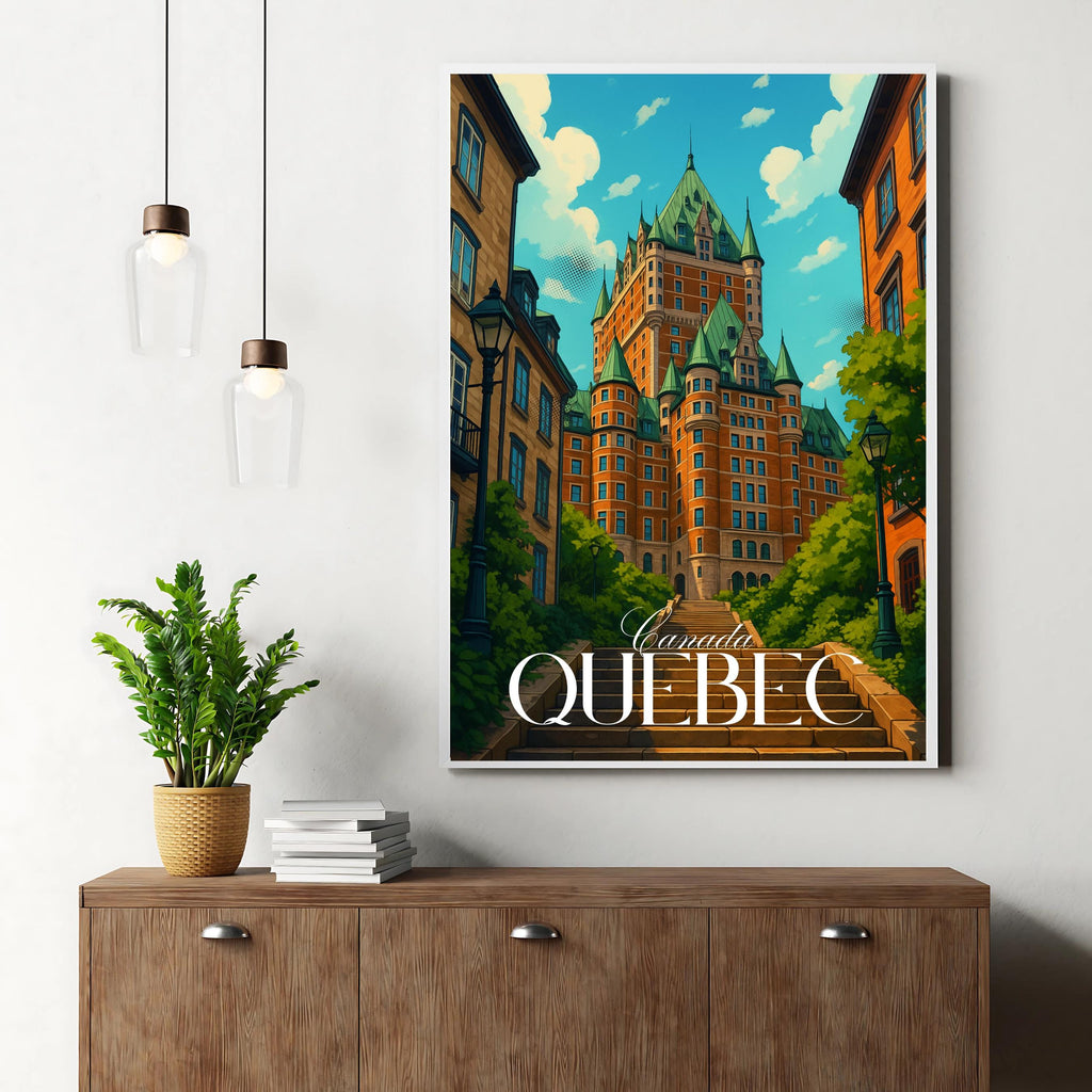 Affiche voyage - Quebec, Canada, Amerique, Chateau Frontenac - art moderne, impression, poster