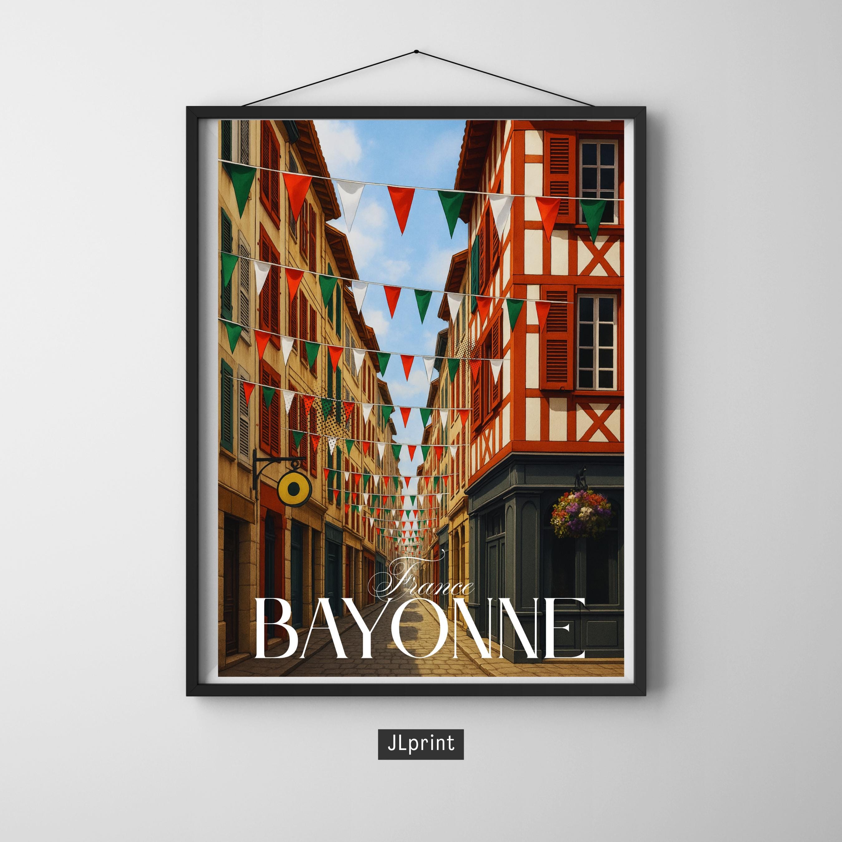 Affiche voyage - Bayonne, Pays Basque, France, Feria - art moderne, impression, poster