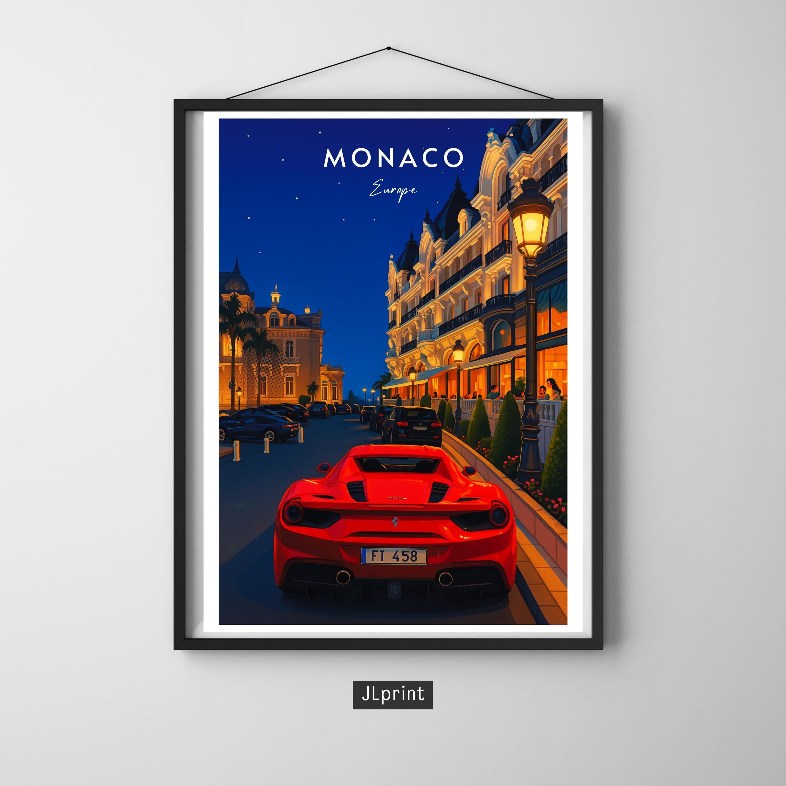 Affiche voyage - Monaco, Europe, Principauté, French Riviera - art moderne, impression, poster
