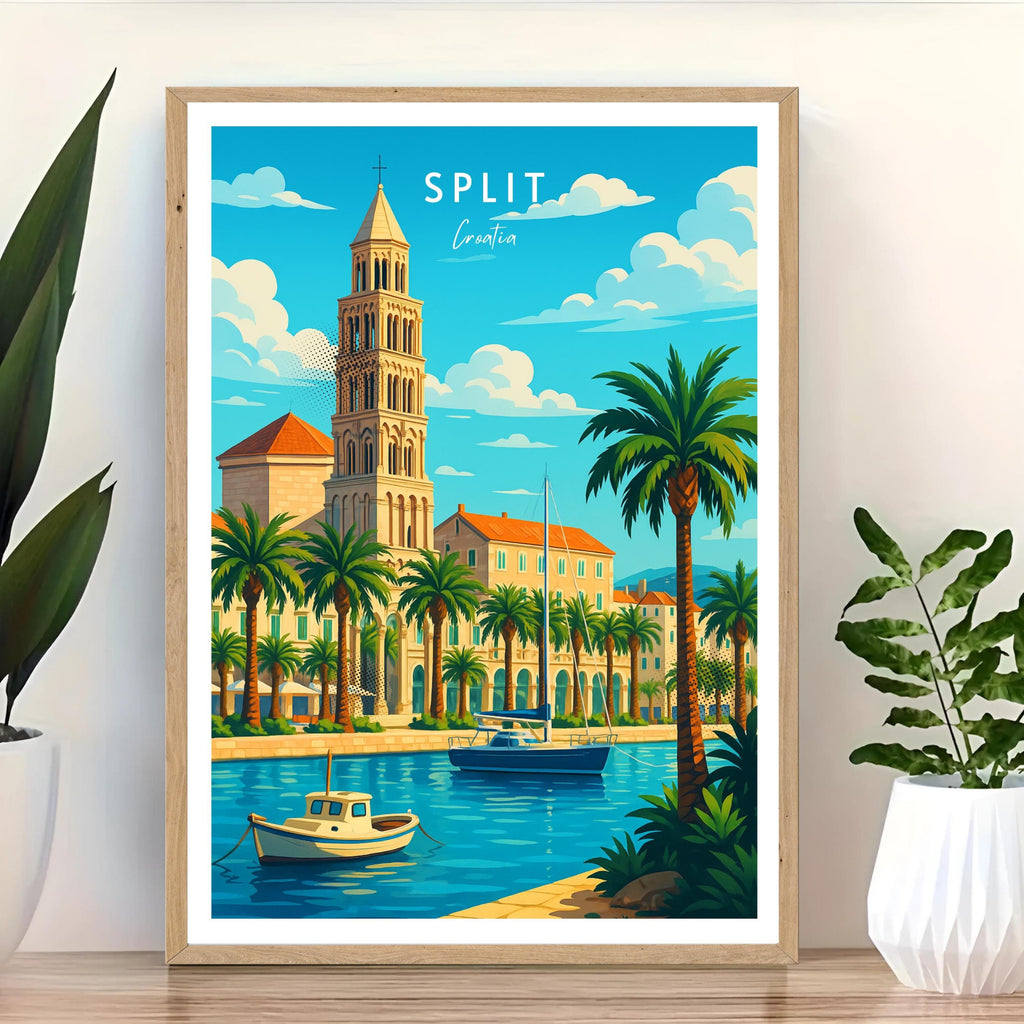 Affiche voyage - Split, Dalmatie, Croatie, Cathédrale Saint-Domnius - art moderne, impression, poster