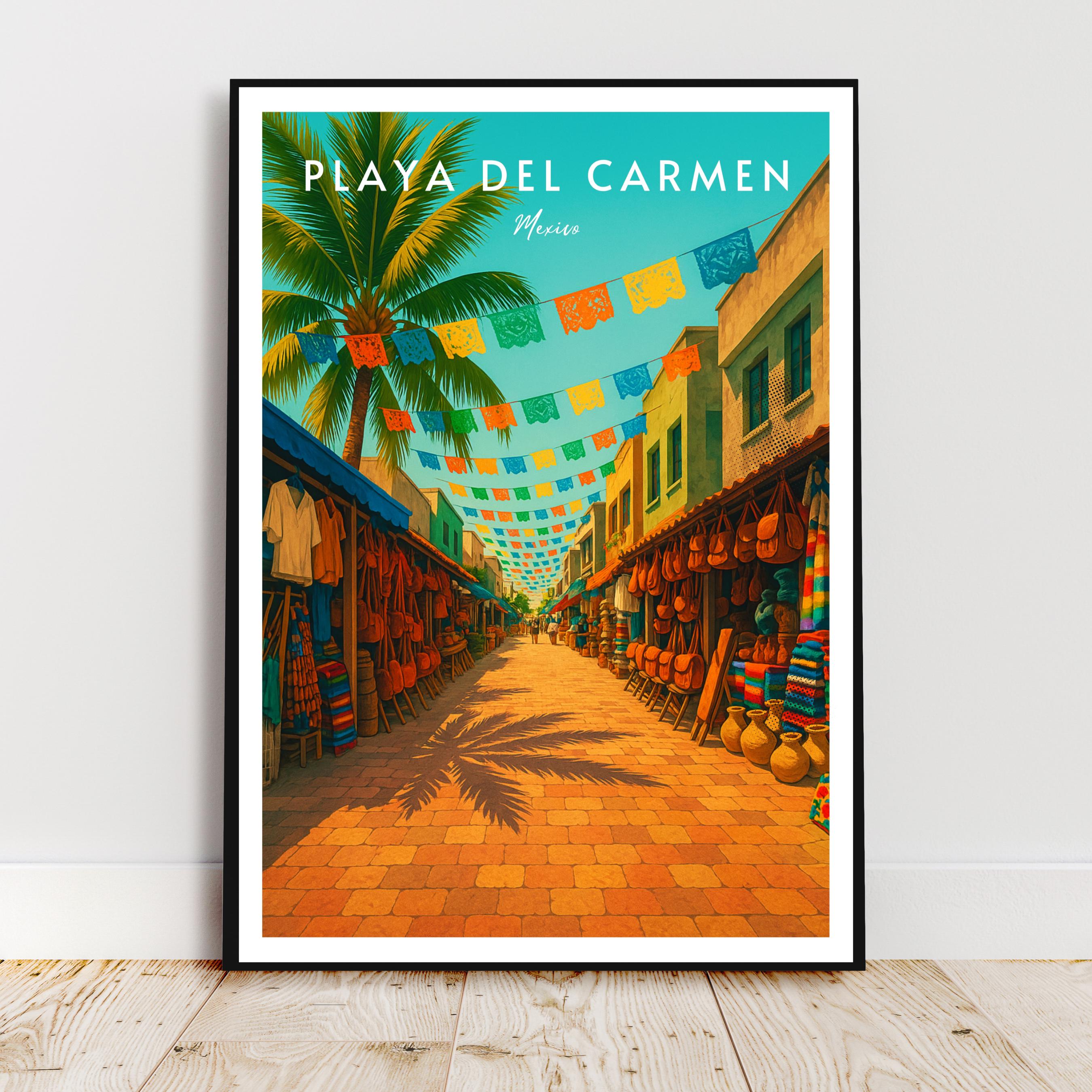 Affiche voyage - Playa del Carmen, Yucatan, Mexique, Amerique - art moderne, impression, poster