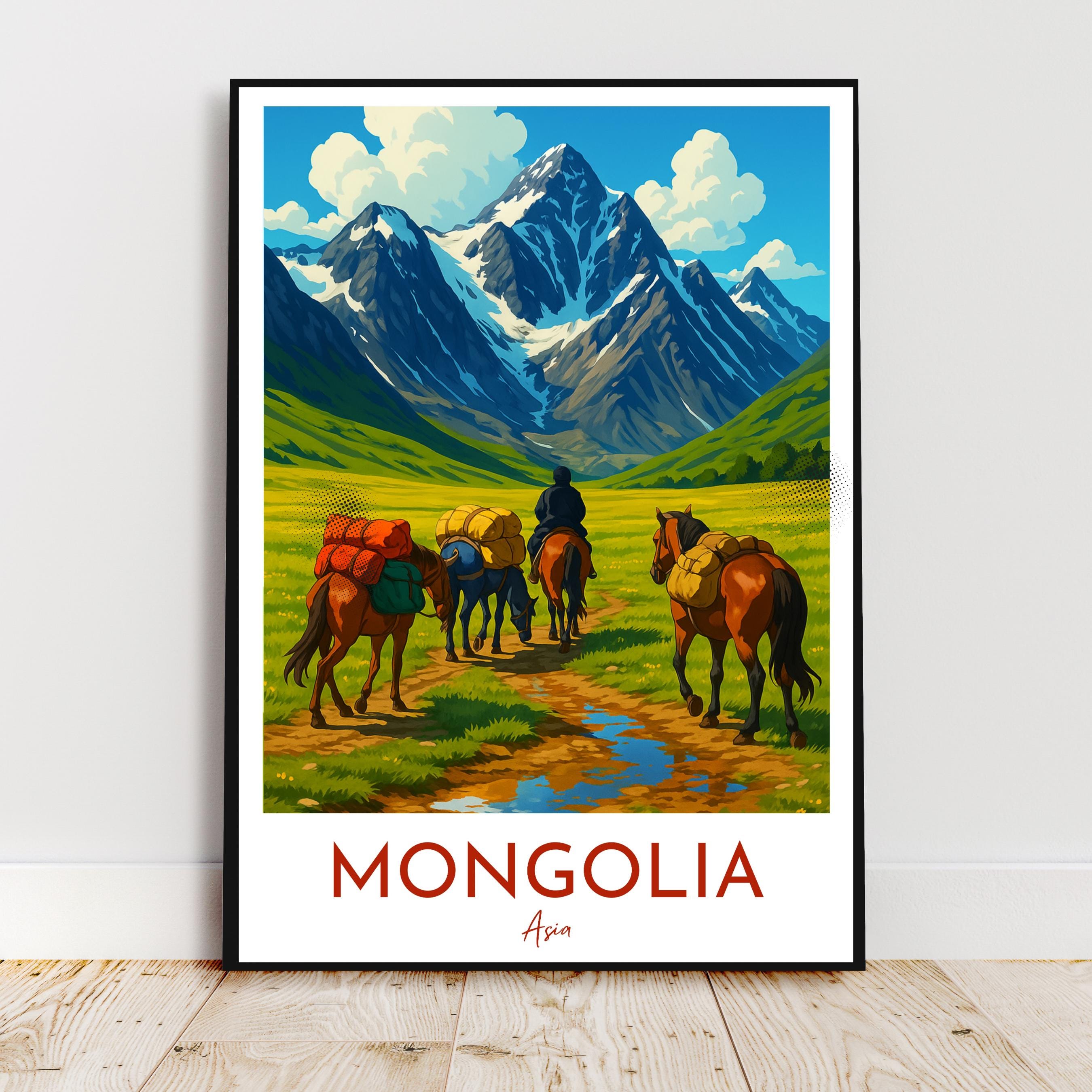 Affiche voyage - Mongolie, Asie, Altai, Parc National - art moderne, impression, poster