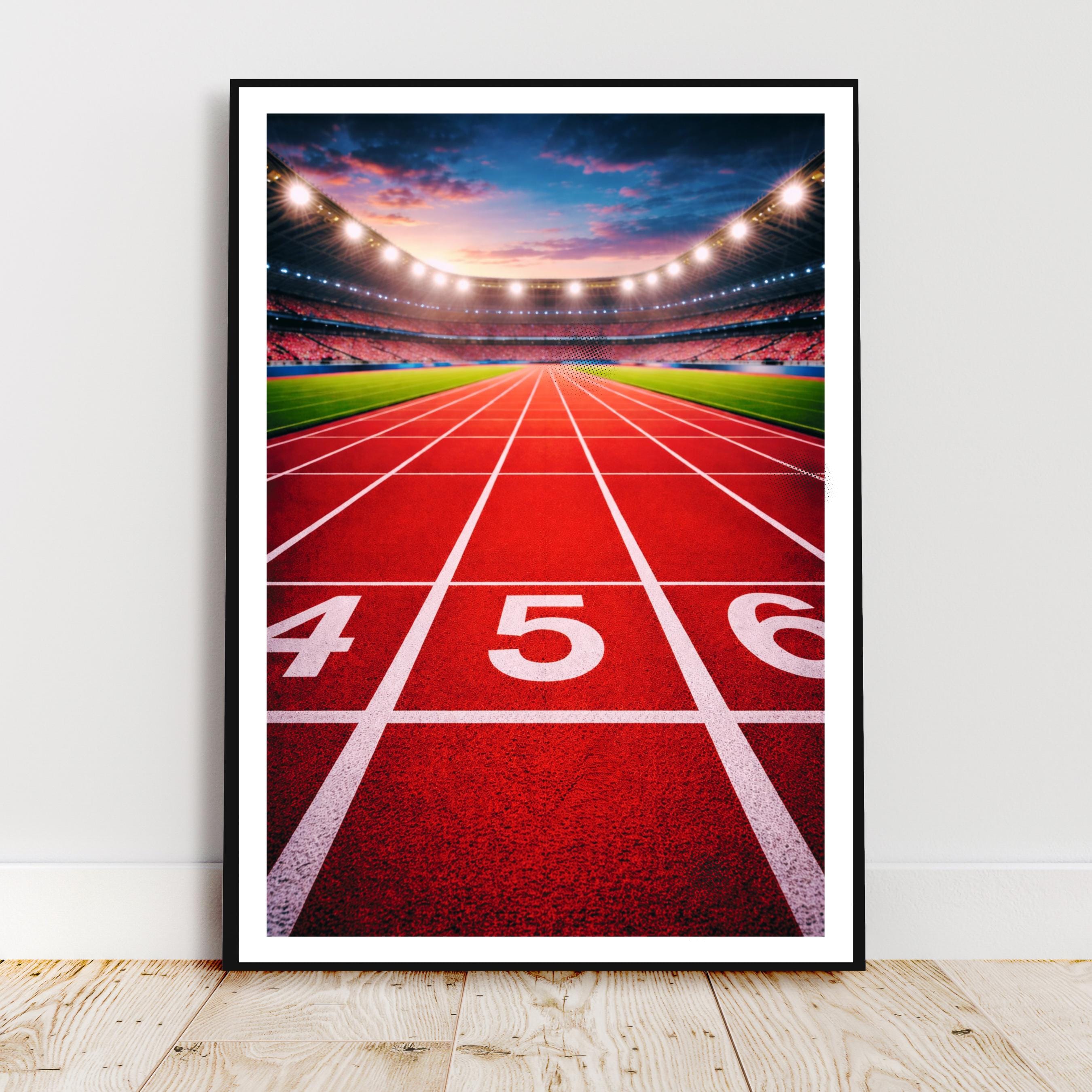 Affiche sport - Athlétisme, Course, Piste, Stade - art moderne, impression, poster