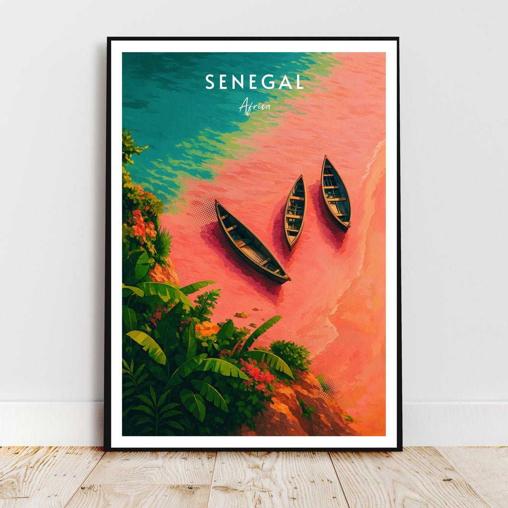 Affiche voyage - Sénégal, Afrique, Lac Rose, Dakar - art moderne, impression, poster