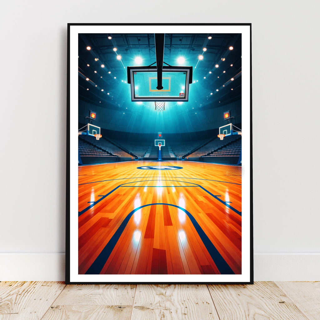 Affiche sport - Basketball, Basket, Terrain, Parquet - art moderne, impression, poster