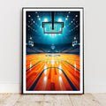 Affiche sport - Basketball, Basket, Terrain, Parquet - art moderne, impression, poster