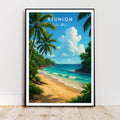 Affiche voyage - Ile de la Reunion, Outre-Mer, Ocean Indien, Plage - art moderne, impression, poster