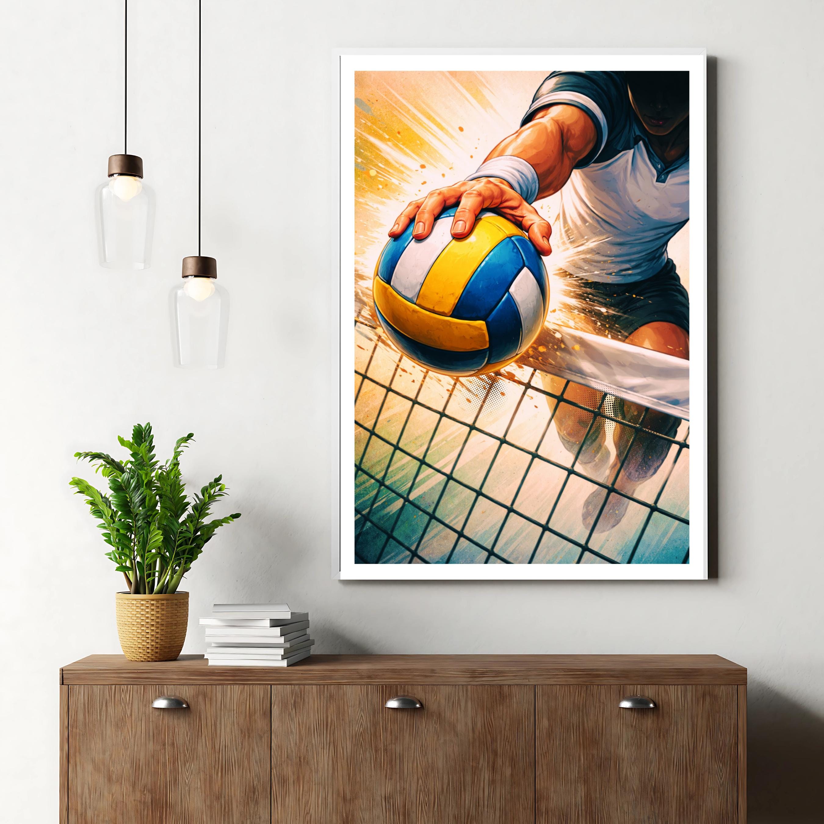 Affiche sport - Volleyball, Volley, Ballon, Match - art moderne, impression, poster