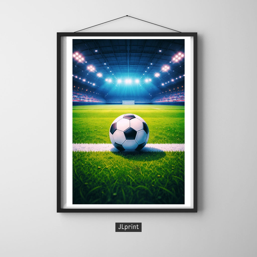 Affiche sport - Football, Foot, Terrain, Ballon - art moderne, impression, poster