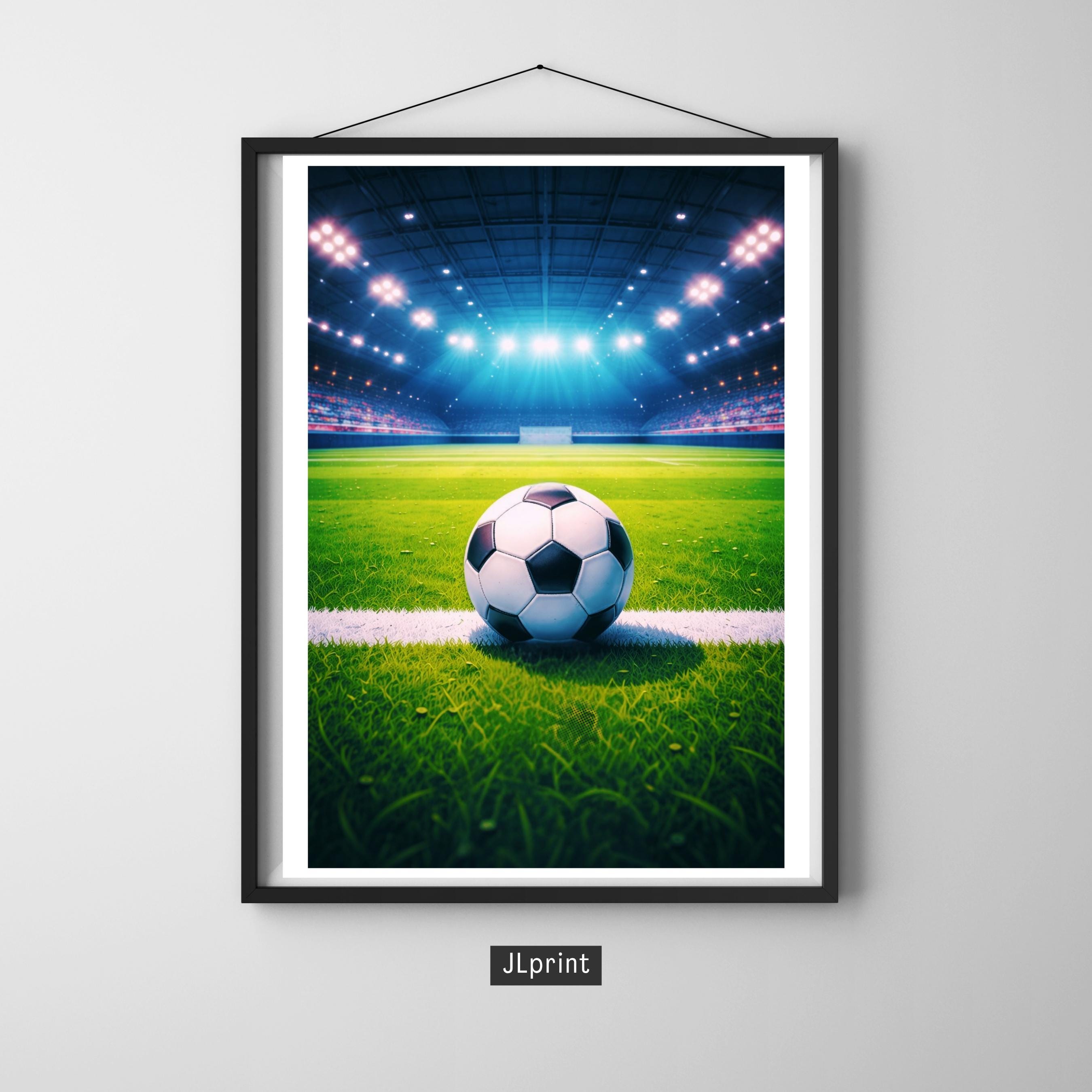 Affiche sport - Football, Foot, Terrain, Ballon - art moderne, impression, poster