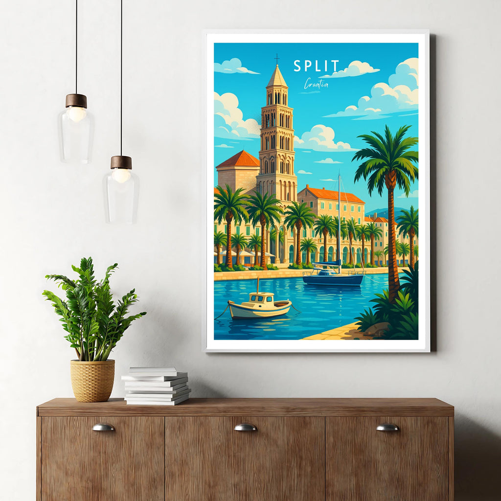 Affiche voyage - Split, Dalmatie, Croatie, Cathédrale Saint-Domnius - art moderne, impression, poster