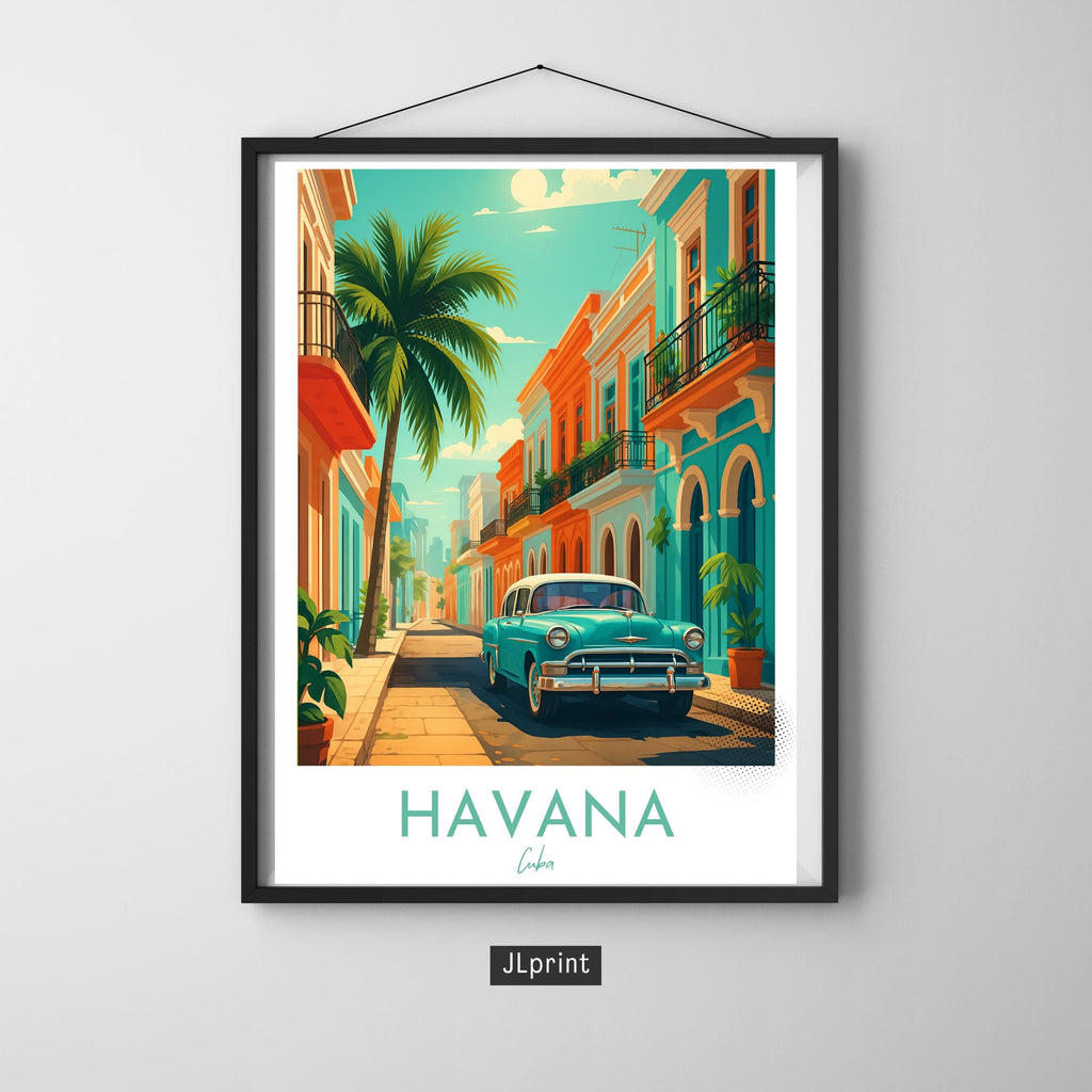Affiche voyage - Havane, Cuba, Caraibes, Amerique - art moderne, impression, poster