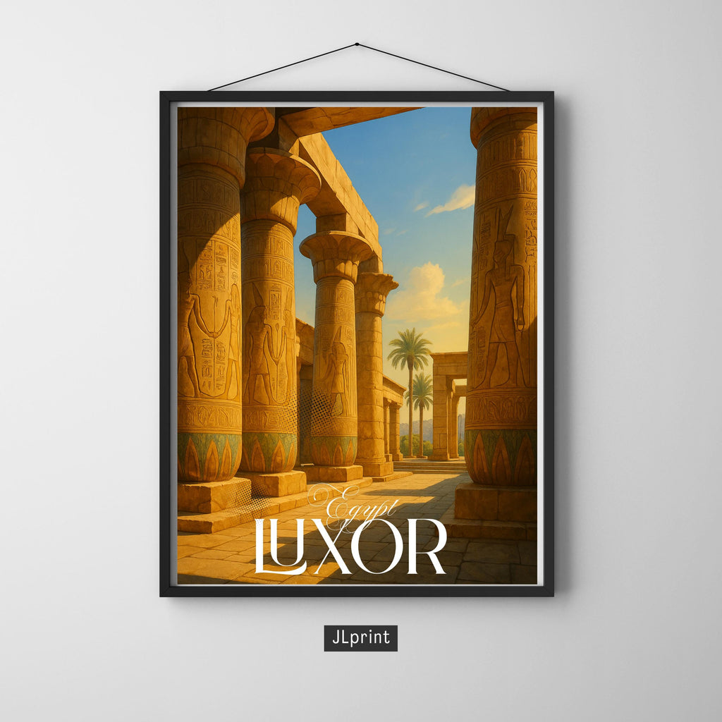 Affiche voyage - Louxor, Egypte, Afrique, Temple Karnak - art moderne, impression, poster