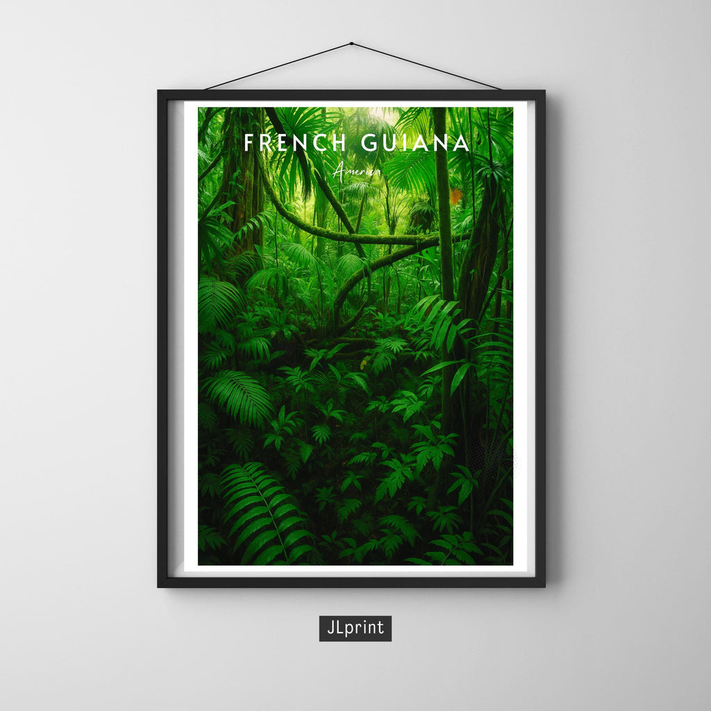 Affiche voyage - Guyane Française, Amerique, Amazonie, Forêt Amazonienne - art moderne, impression, poster