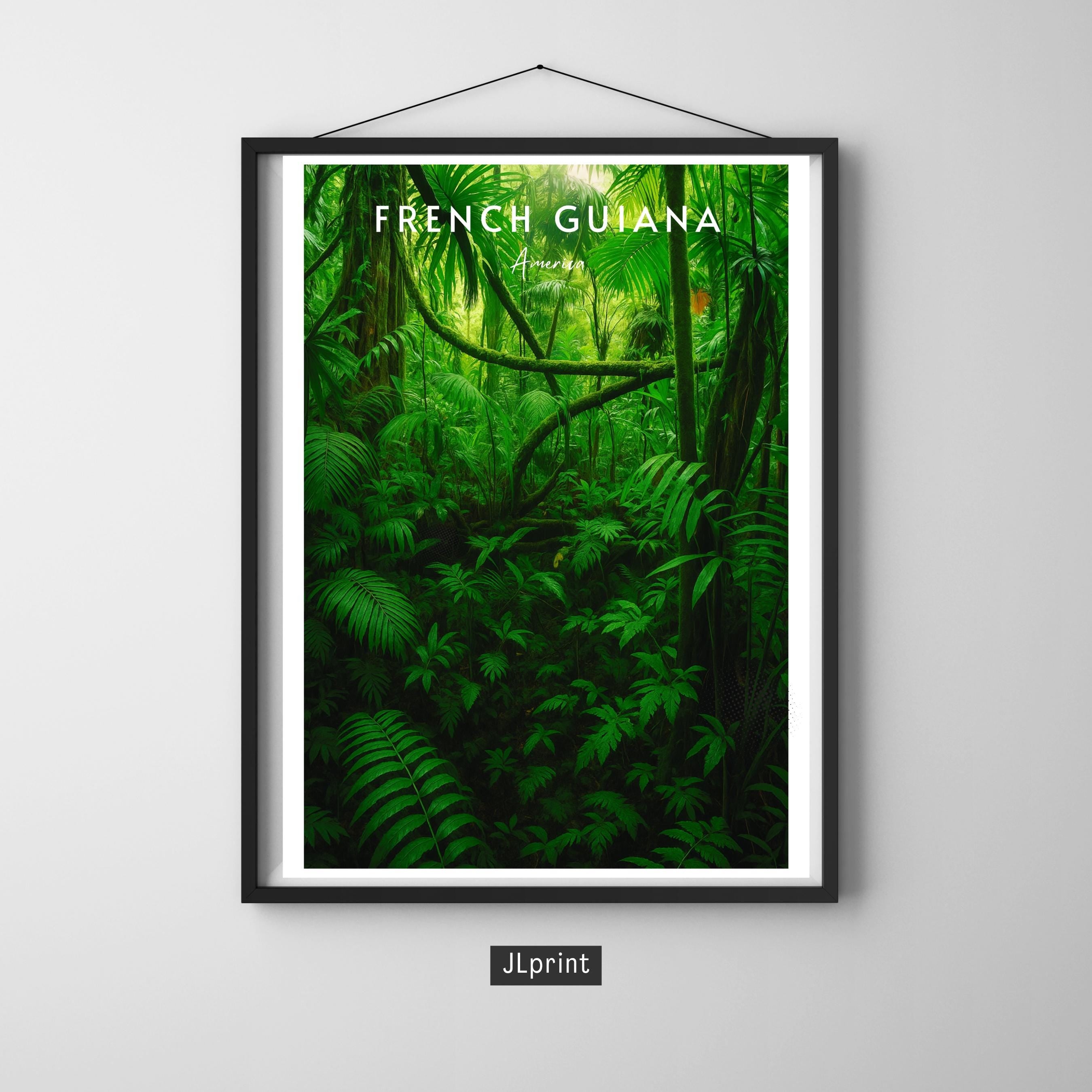Affiche voyage - Guyane Française, Amerique, Amazonie, Forêt Amazonienne - art moderne, impression, poster