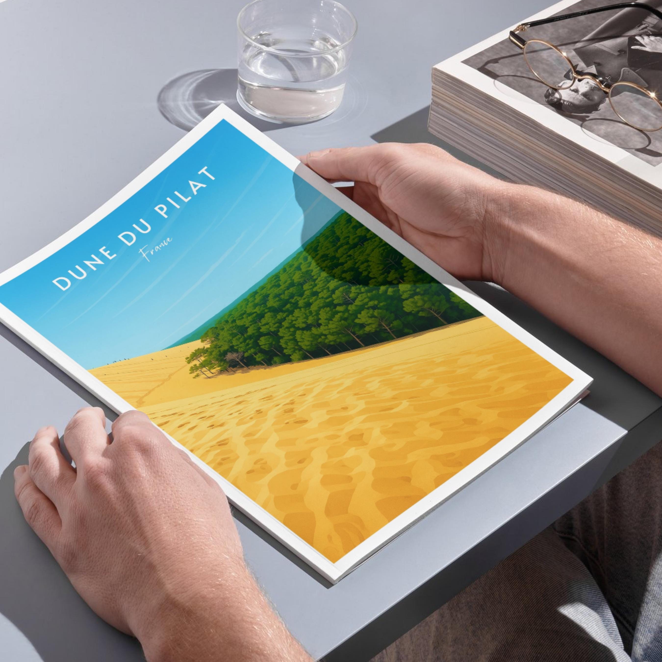 Affiche voyage - Dune du Pilat, Pyla-sur-Mer, Bassin d’Arcachon, France - art moderne, impression, poster