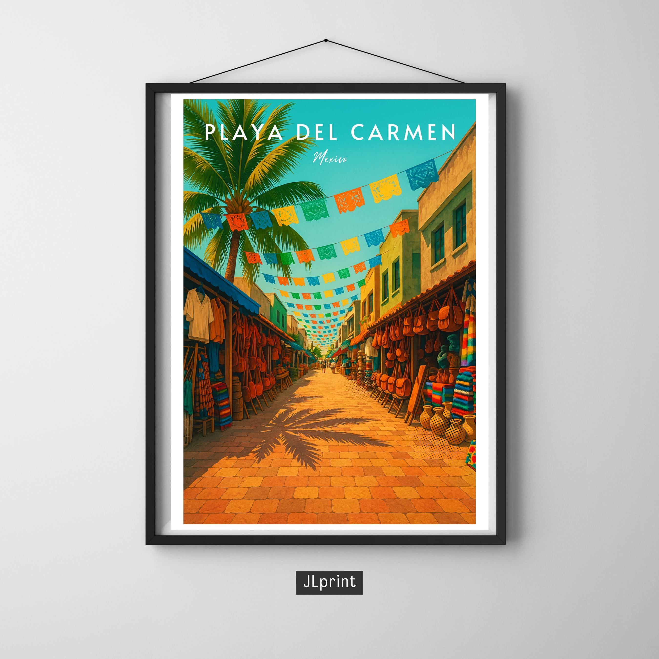 Affiche voyage - Playa del Carmen, Yucatan, Mexique, Amerique - art moderne, impression, poster