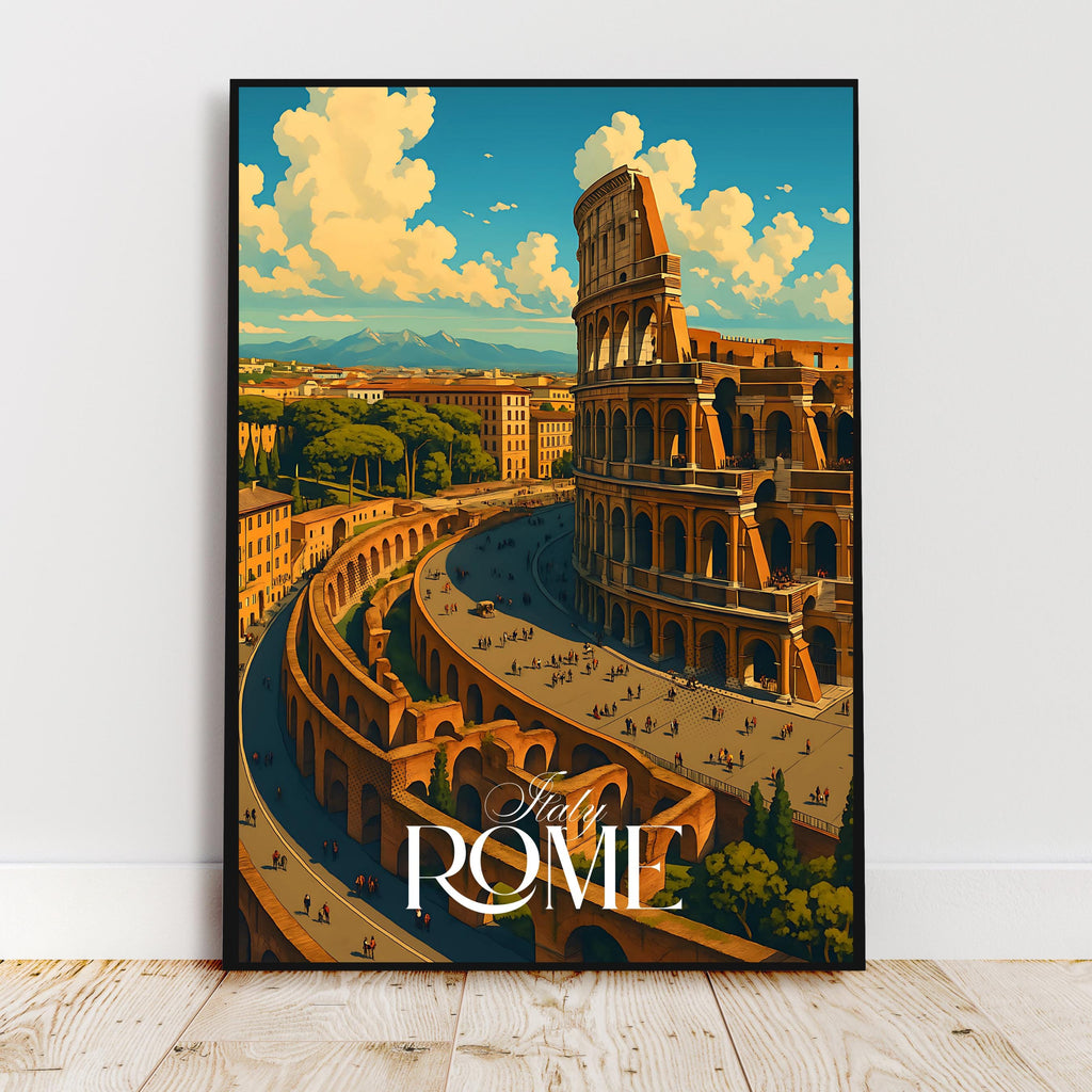 Affiche voyage - Rome, Latium, Italie, Colisée - art moderne, impression, poster