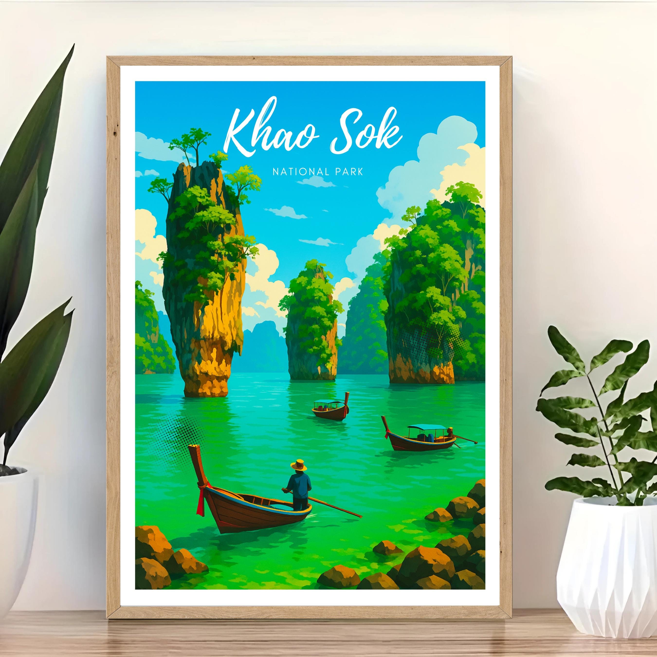 Affiche voyage - Khao Sok, Parc National, Thaïlande, Asie - art moderne, impression, poster