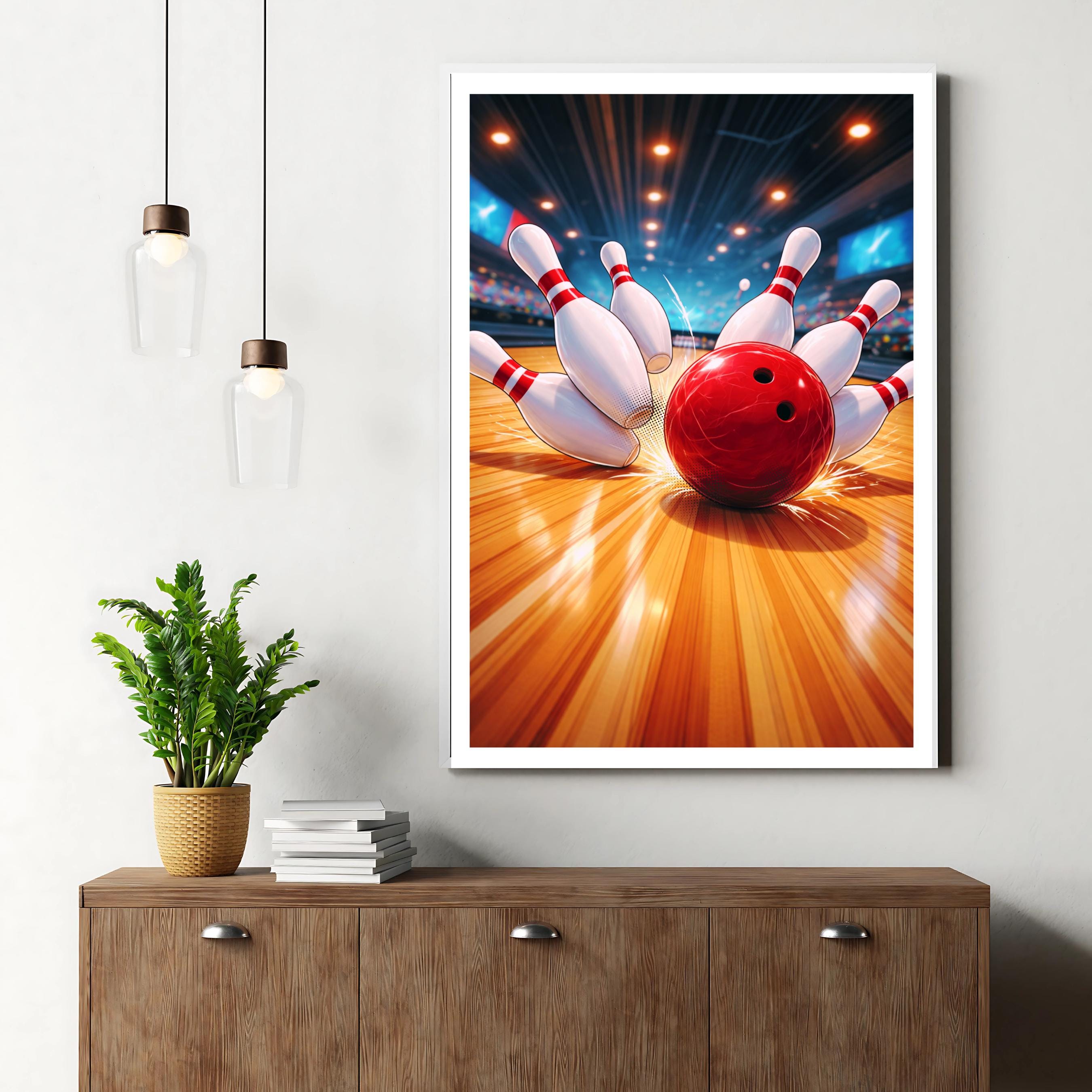 Affiche sport - Bowling, Strike, Quilles, Loisir - art moderne, impression, poster