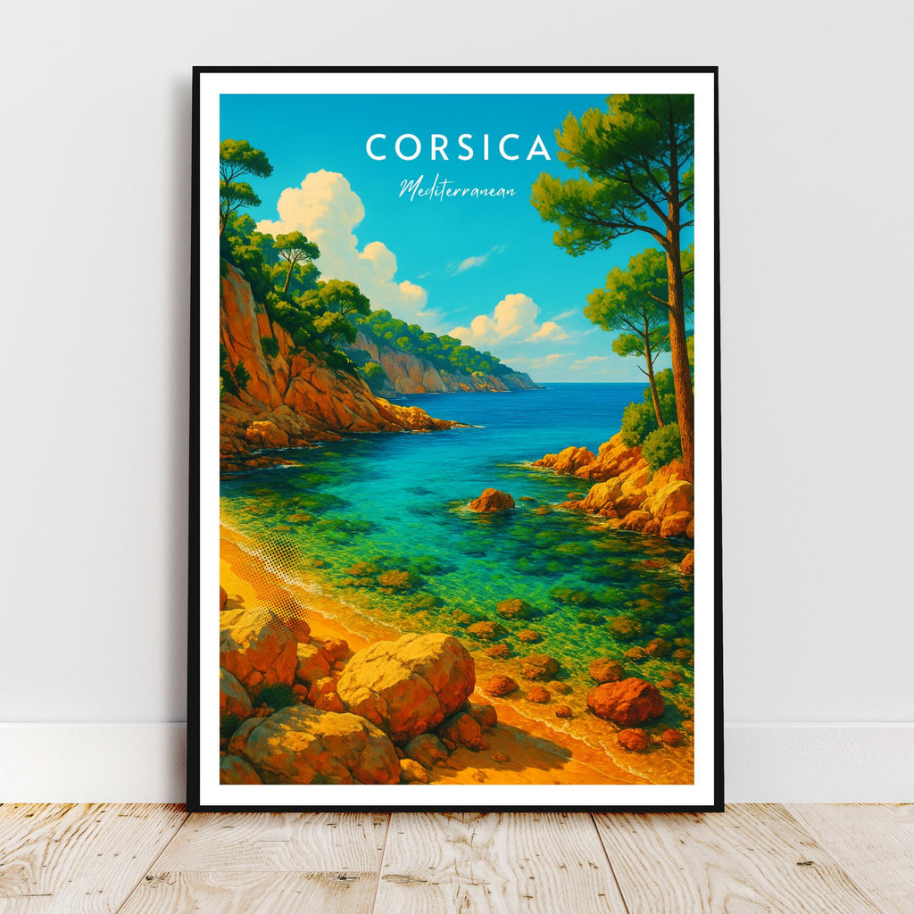 Affiche voyage - Corse, Méditerranée, France, Plage - moderne, impression, poster