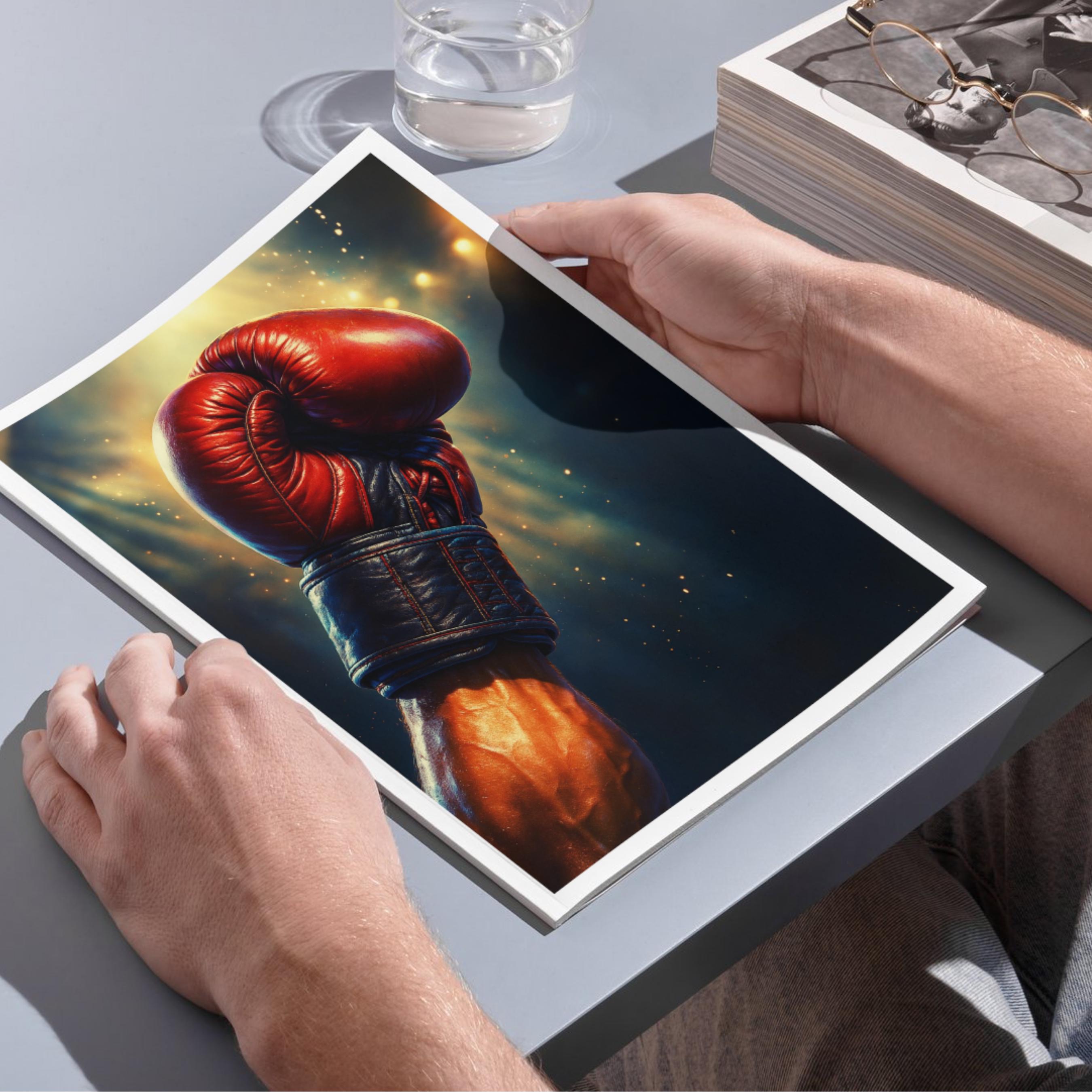 Affiche sport - Boxe, Combat, Gant, Noble Art - art moderne, impression, poster