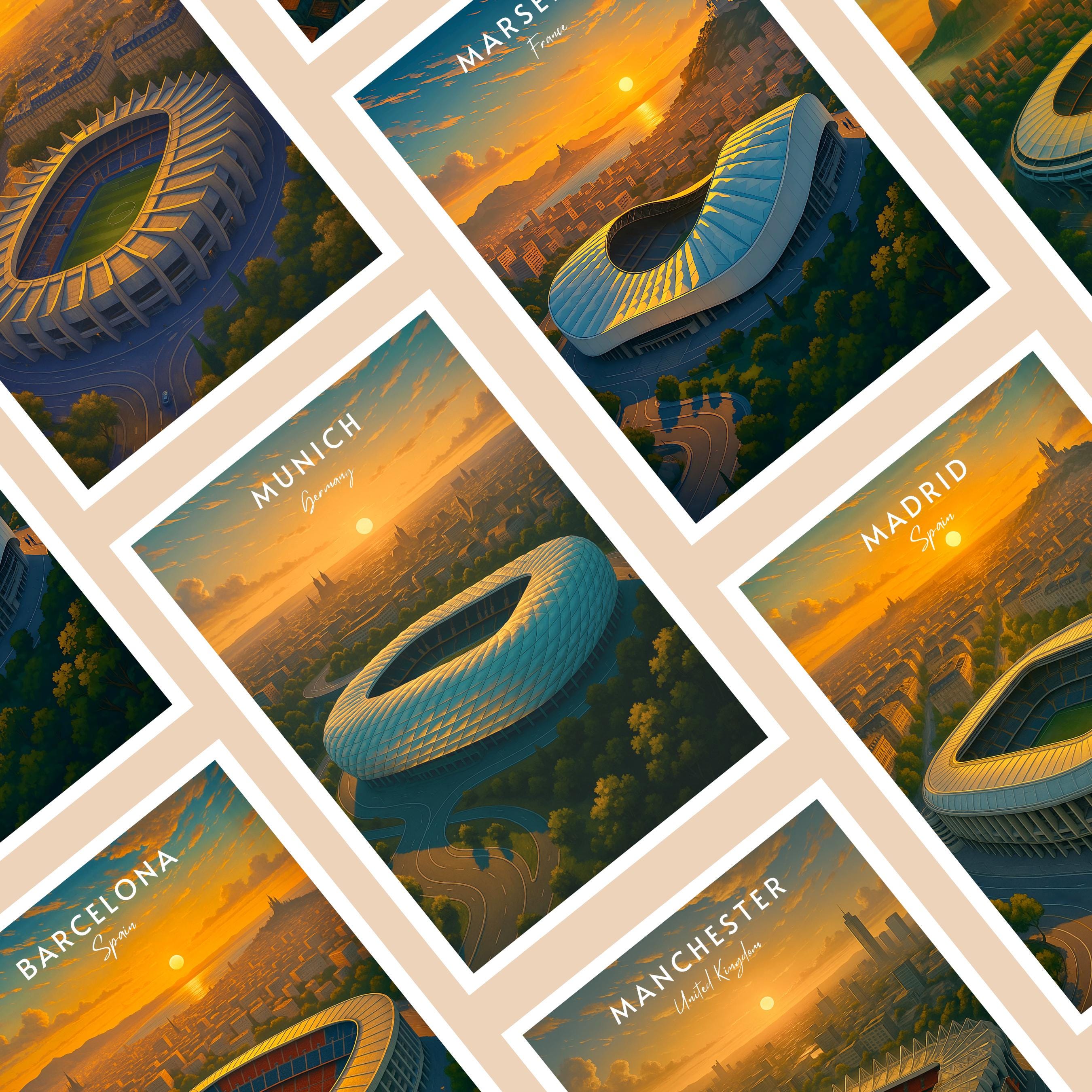 Affiche sport - Football, Munich, Allemagne, Stade Allianz Arena - art moderne, impression, poster