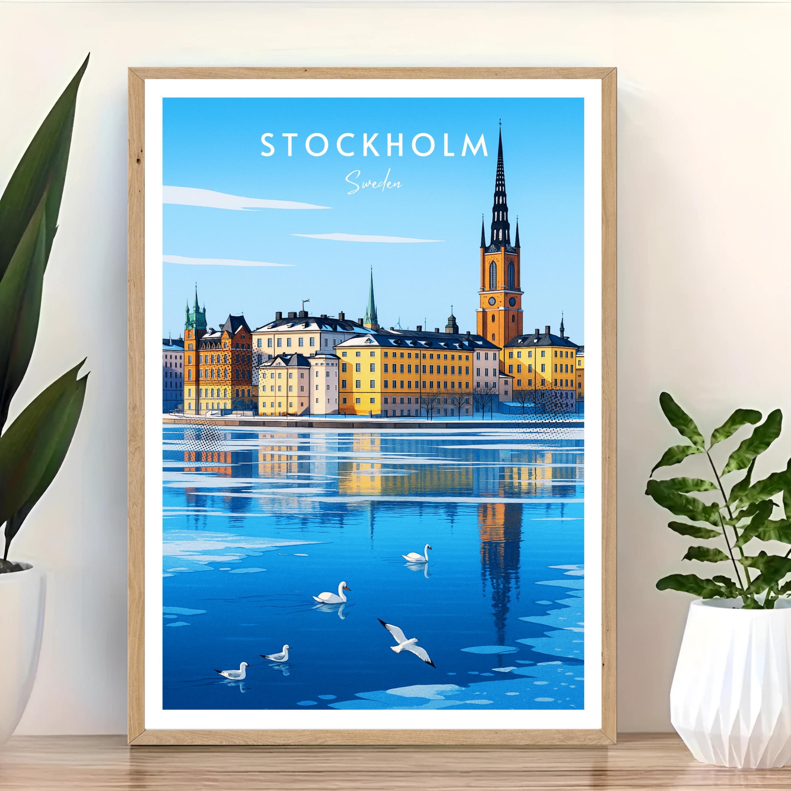 Affiche voyage - Stockholm, Suède, Scandinavie, Europe - art moderne, impression, poster