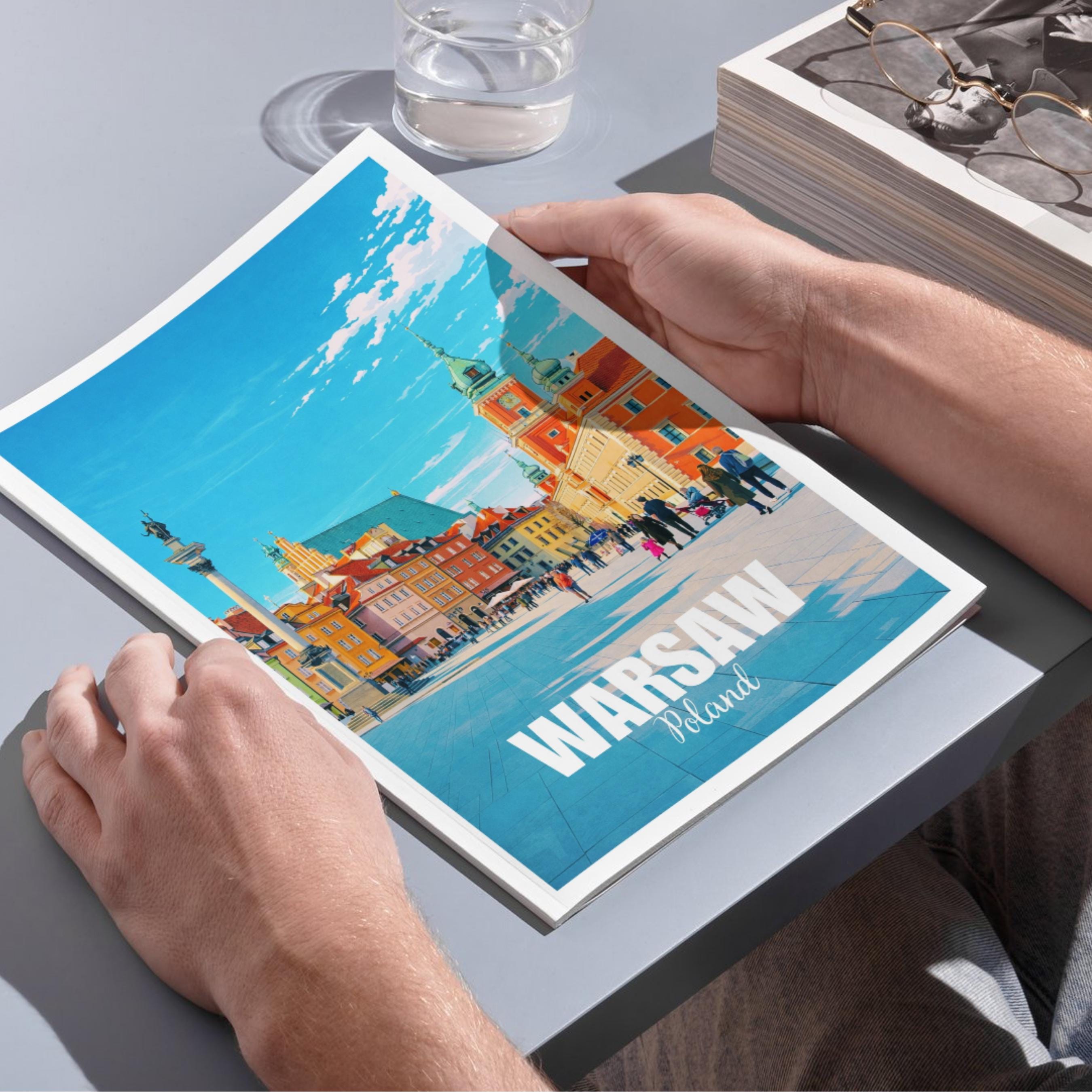 Affiche voyage - Varsovie, Pologne, Europe, Vielle Ville - art moderne, impression, poster